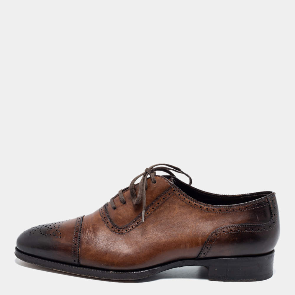 Tom Ford Brown Brogue Leather Lace Up Oxfords Size 42.5