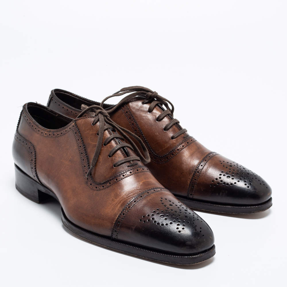 Tom Ford Brown Brogue Leather Lace Up Oxfords Size 44 Tom Ford