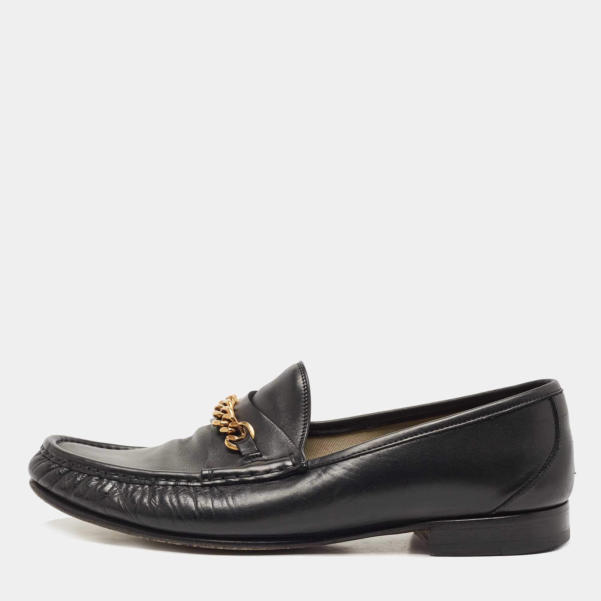 Tom Ford Black Leather York Chain Loafers Size 41
