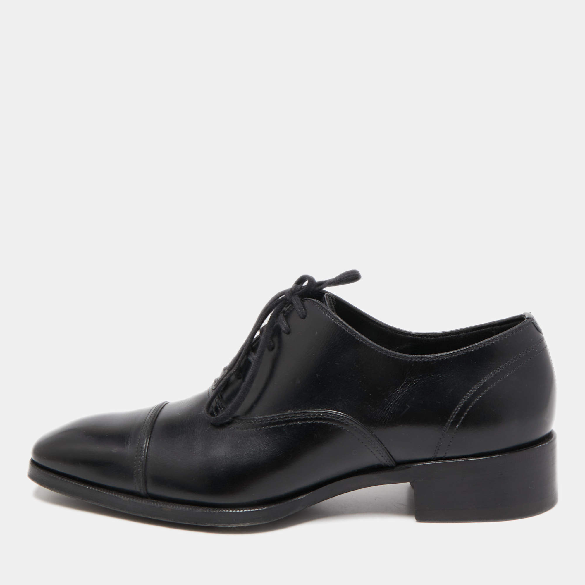 Tom Ford Black Leather Lace-Up Oxfords Size 40.5 
