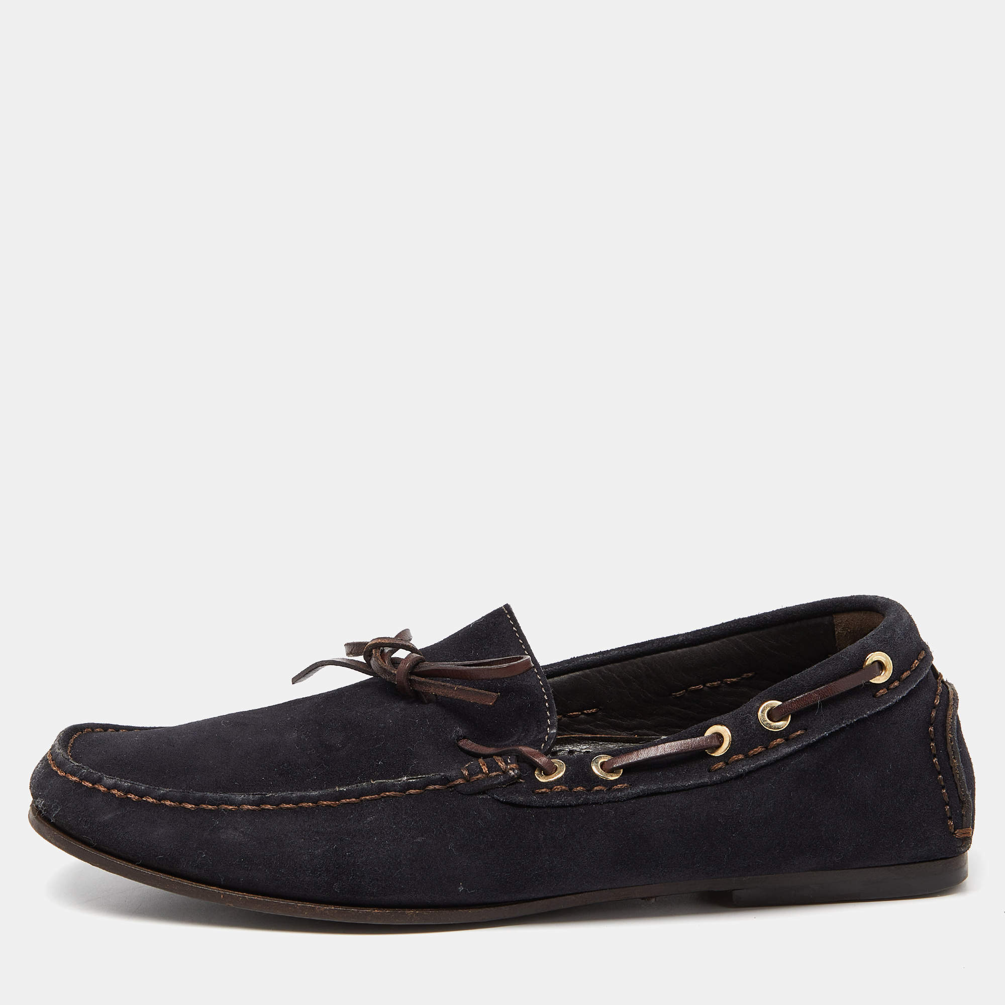 Tom Ford Blue/Brown Suede and Leather Tassel Slip On Loafers Size 43.5