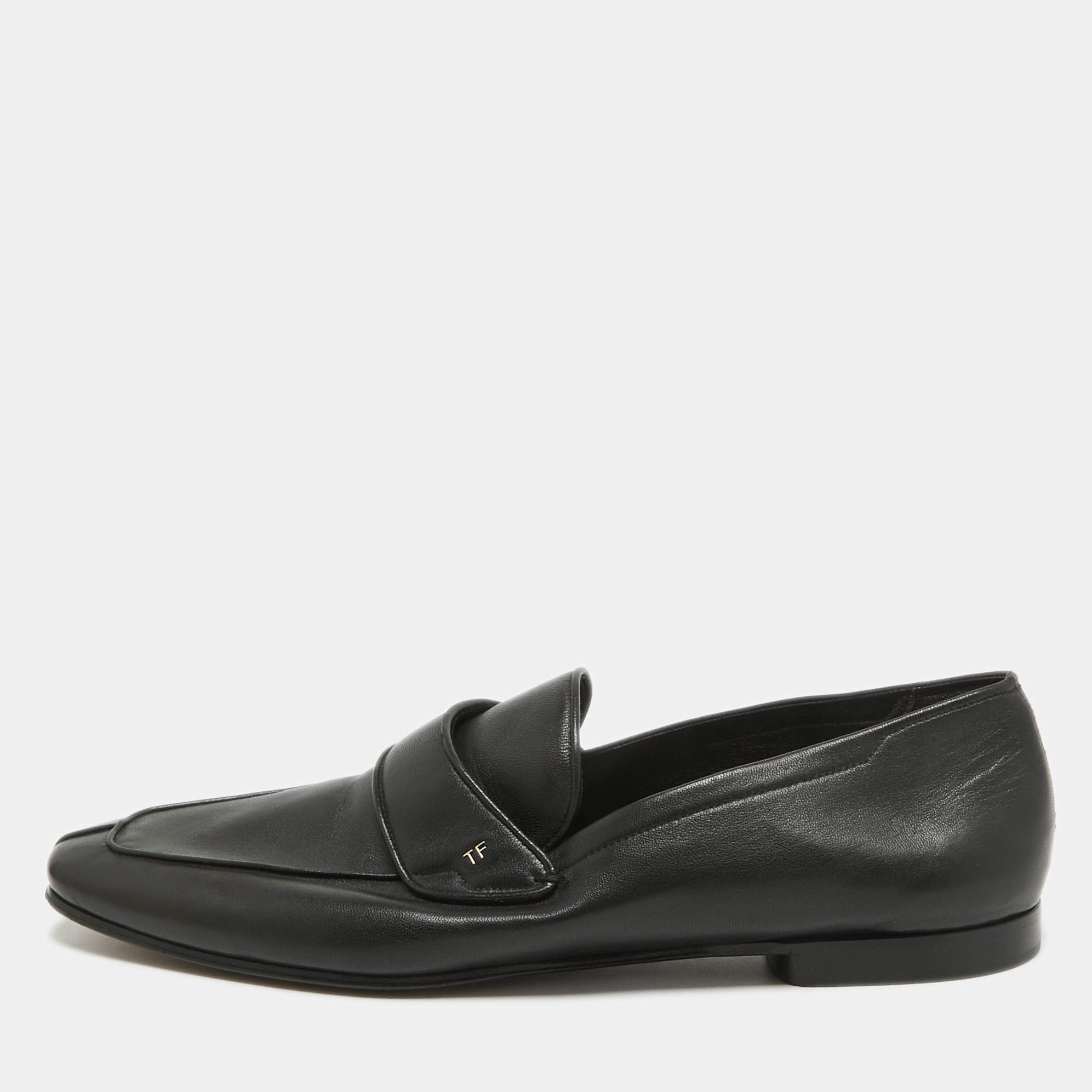 Tom Ford Black Leather Slip On Loafers Size 43.5