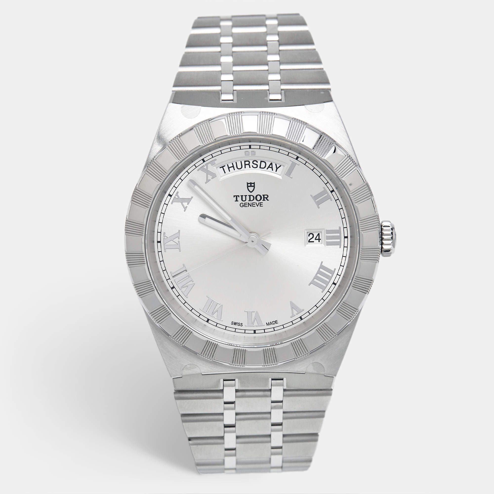 Pre Owned Tudor Silver Dial Stainless Steel Royal M28600-0001 Men's Wristwatch 41 mm