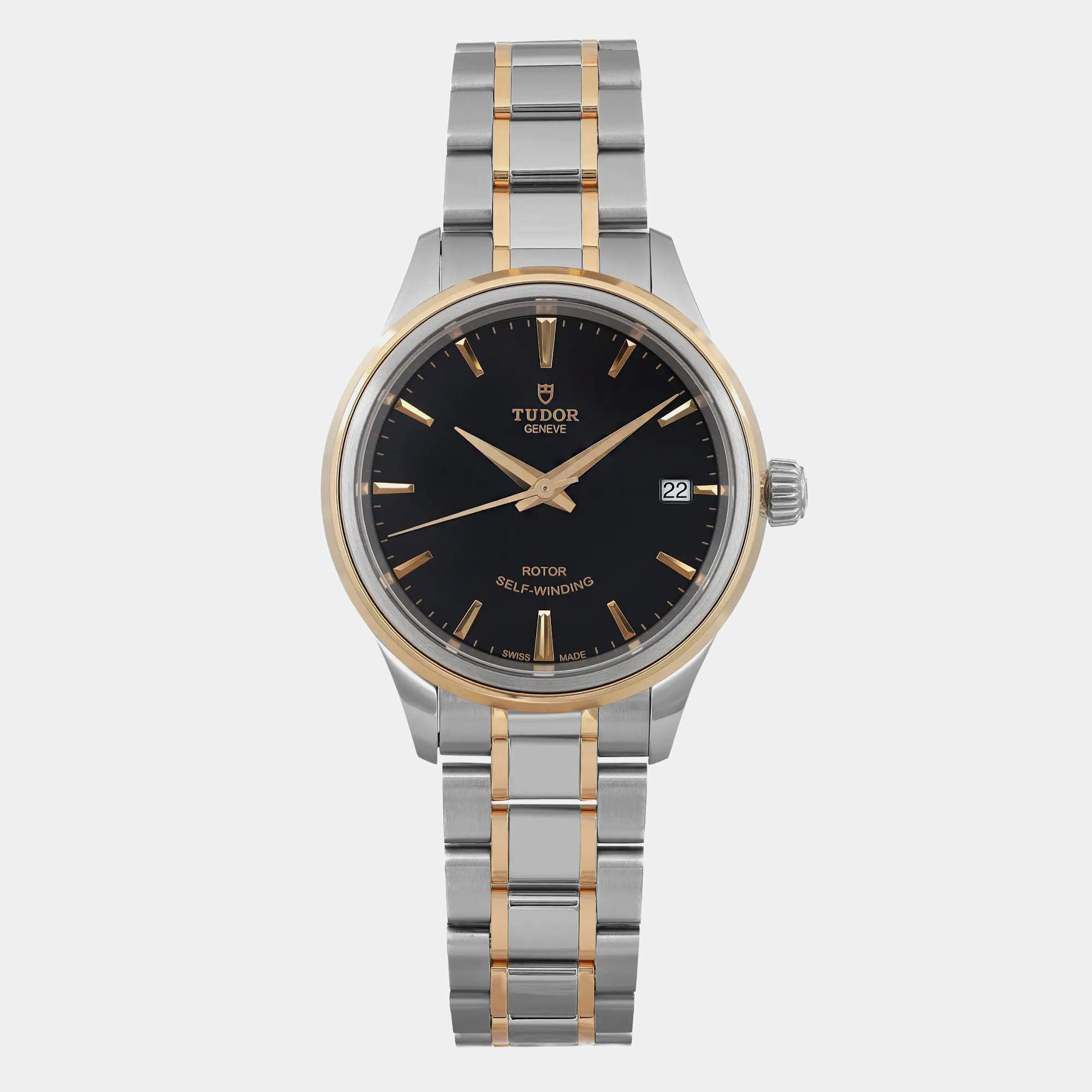 Tudor Black 18k Yellow Gold Steel  Style 12103-0003 Automatic Women's Wristwatch 28mm