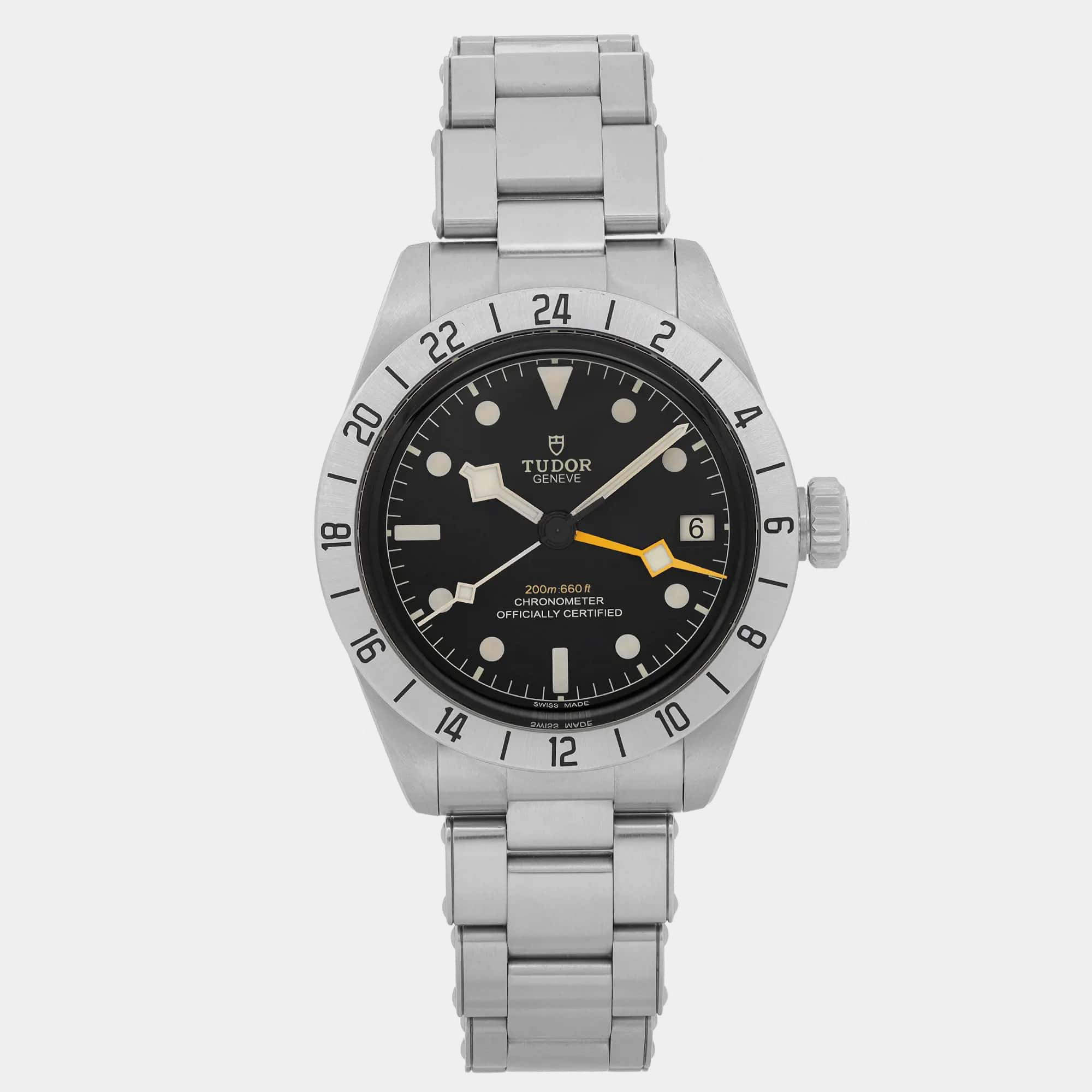 Tudor Black Stainless Steel Black Bay M79470-0001 Automatic Men's Wristwatch 39 mm