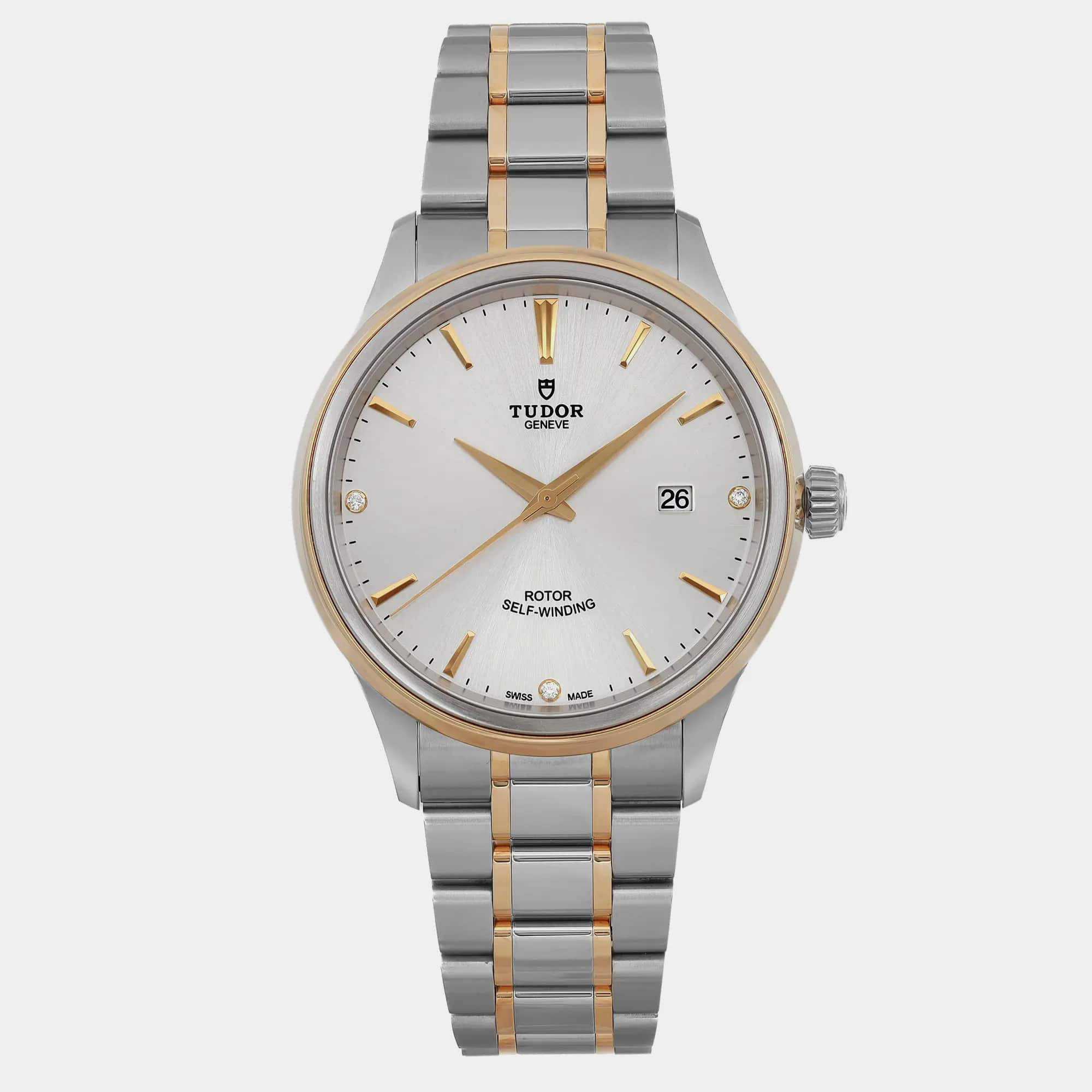 Tudor Silver 18K Yellow Gold Stainless Steel Style 12703-0005 Automatic Men's Wristwatch 41 mm