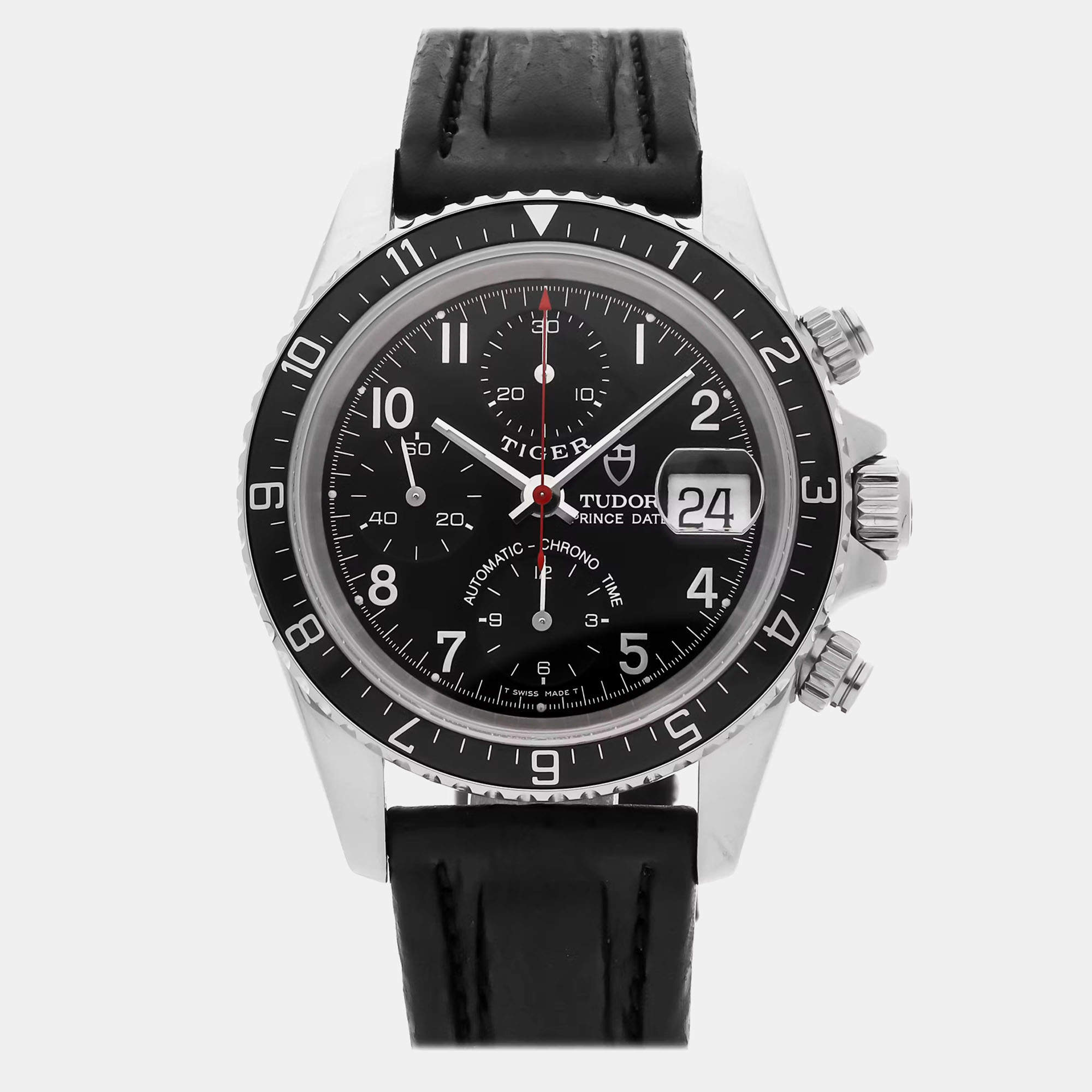 Pre Owned Tudor Tiger Prince Date Chronograph 79270P Automatic Stainless Steel Silver Dial Men's Wristwatch 40mm