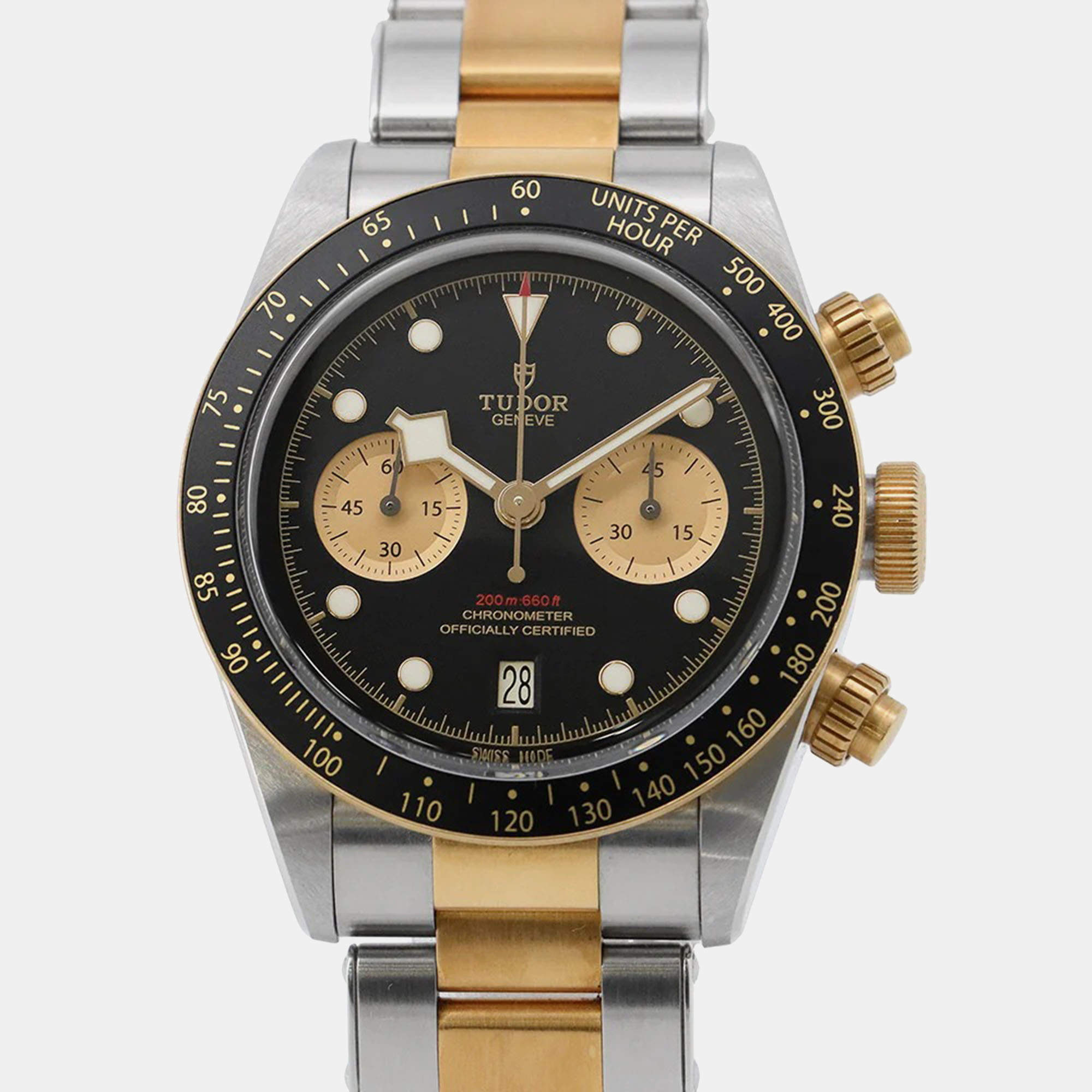 Pre Owned Tudor Black Bay 79363N Automatic Black 18k Yellow Gold Stainless Steel Men's Wristwatch 41 mm