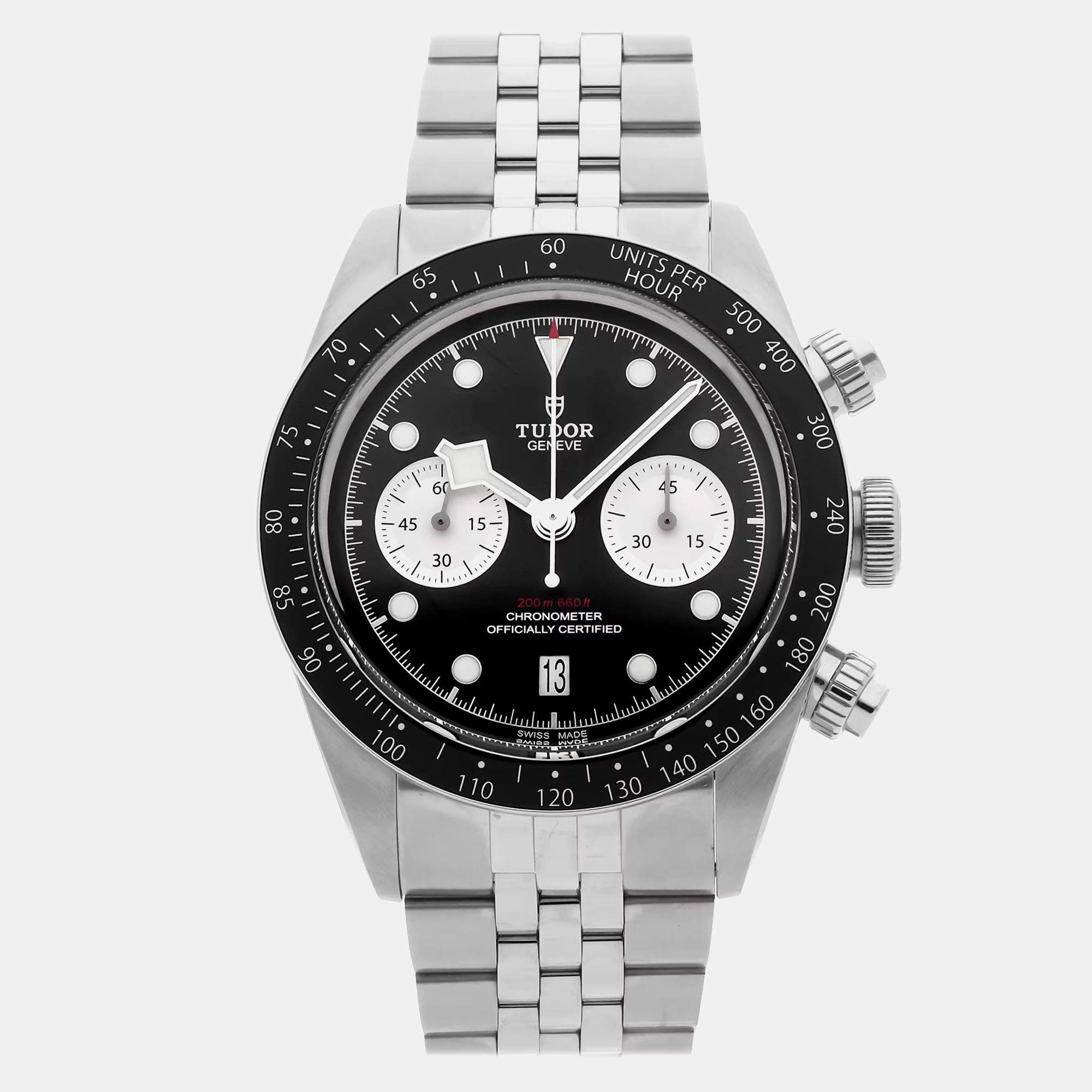 Pre Owned Pre-Owned Tudor Black Bay Chrono 79360N Automatic Black Stainless Steel Men's Wristwatch 41 mm
