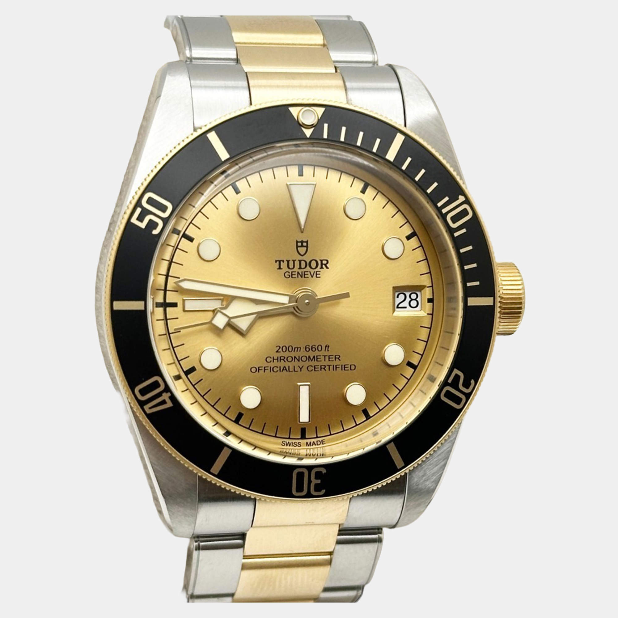 Pre Owned Tudor Black Bay 79733N Automatic 18K Yellow Gold Stainless Steel Men's Wristwatch 41 mm