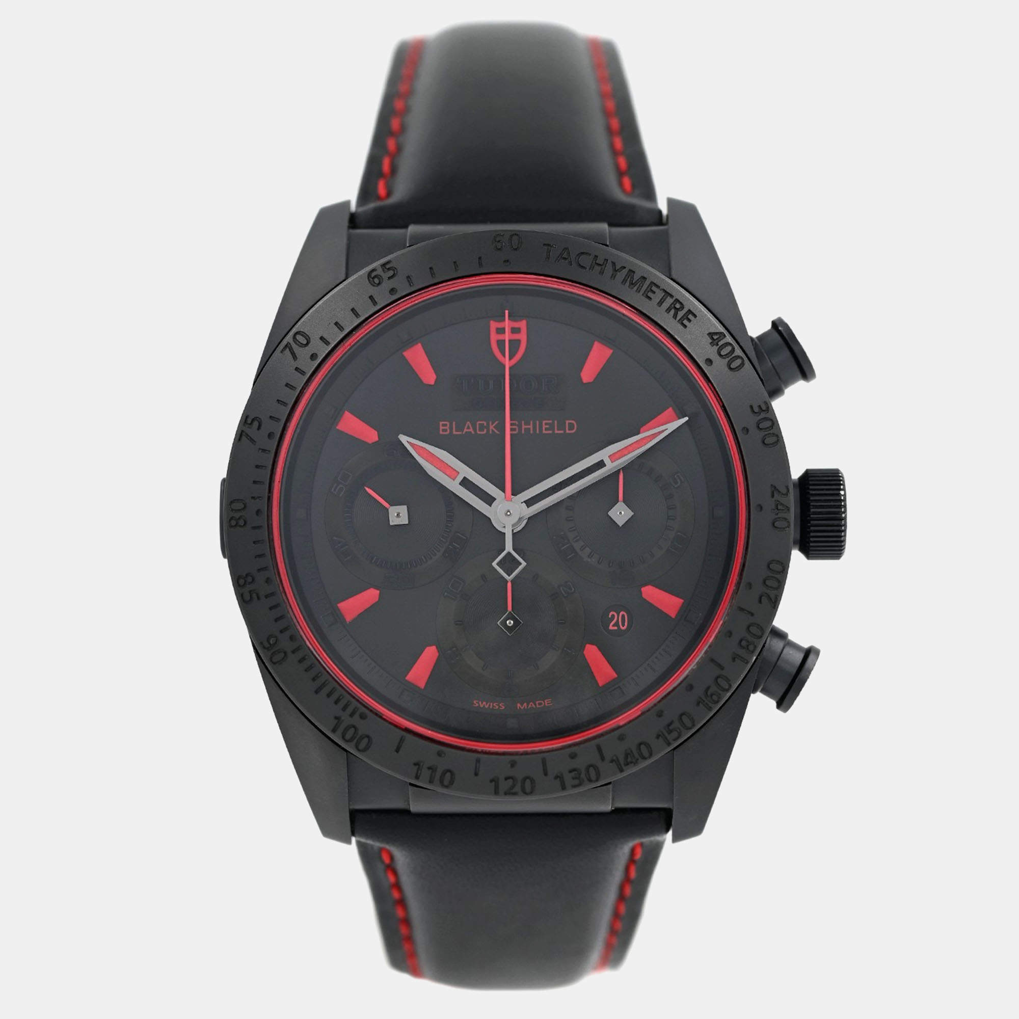 Pre Owned Tudor Fastrider Black Shield 42000CR Automatic Black Ceramic Pvd Steel Men's Wristwatch 42 mm