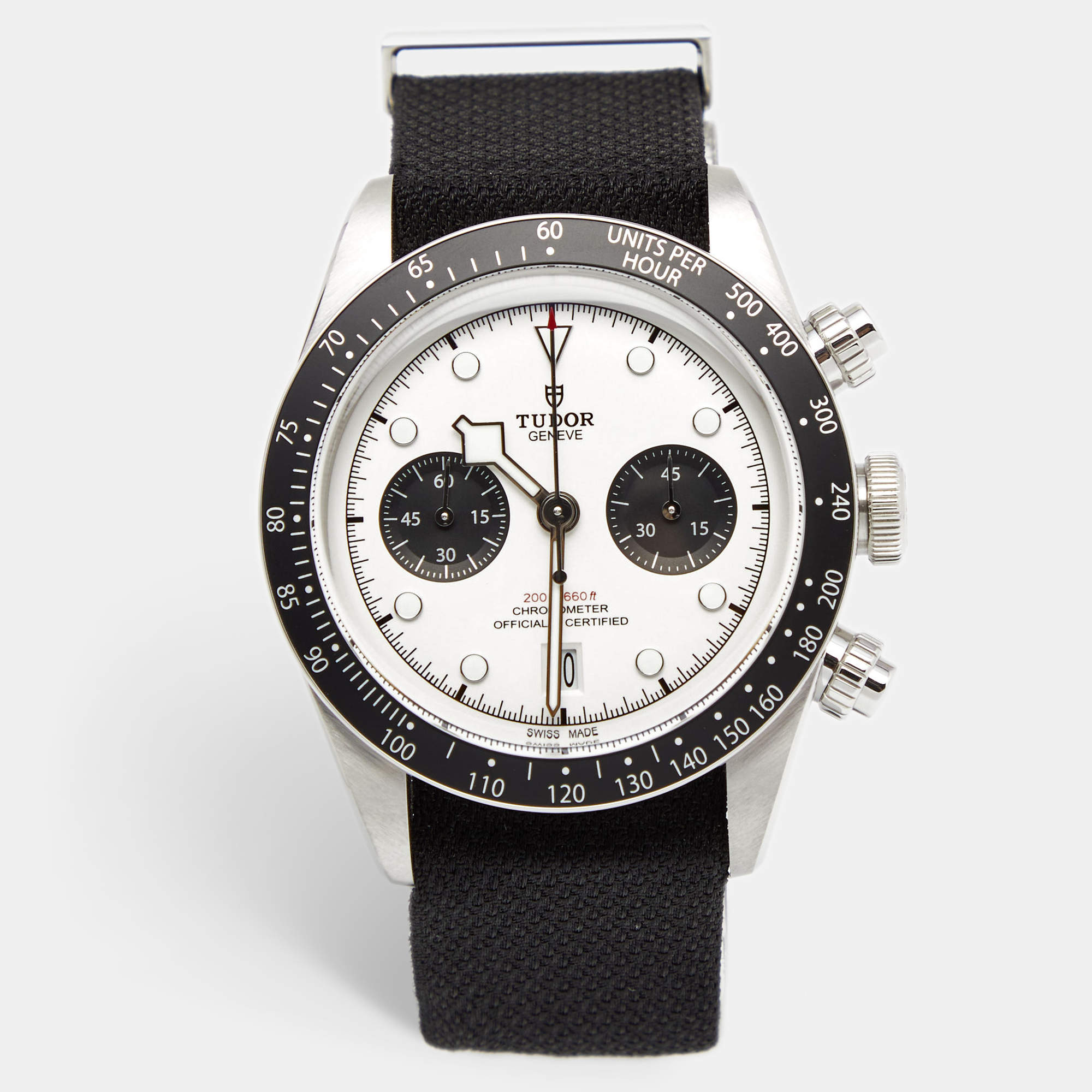 Pre Owned Tudor White Stainless Steel Fabric Black Bay 79360N Men's Wristwatch 41 mm