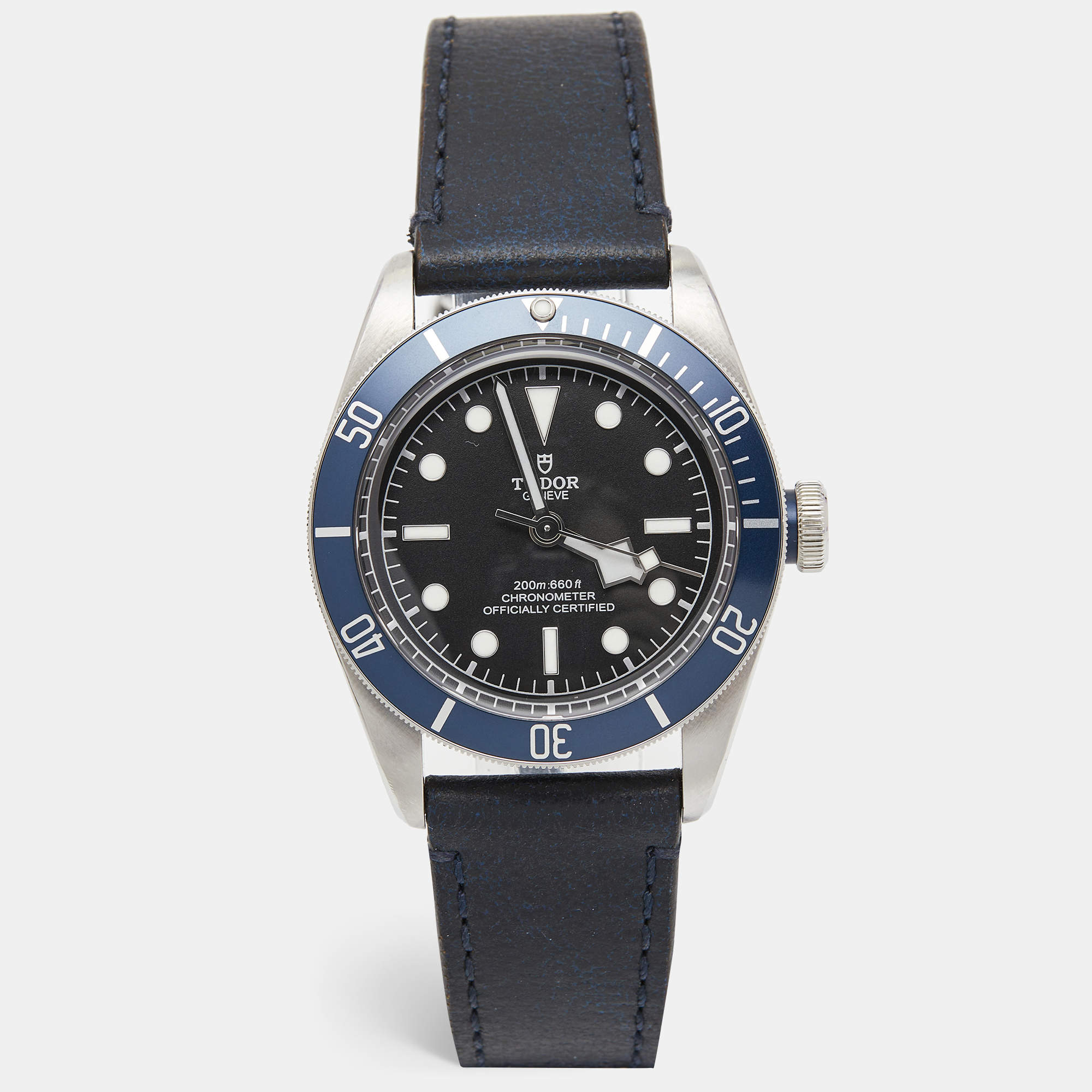 Tudor Black Stainless Steel Leather Black Bay M79230B-0002 Men's Wristwatch 41 mm