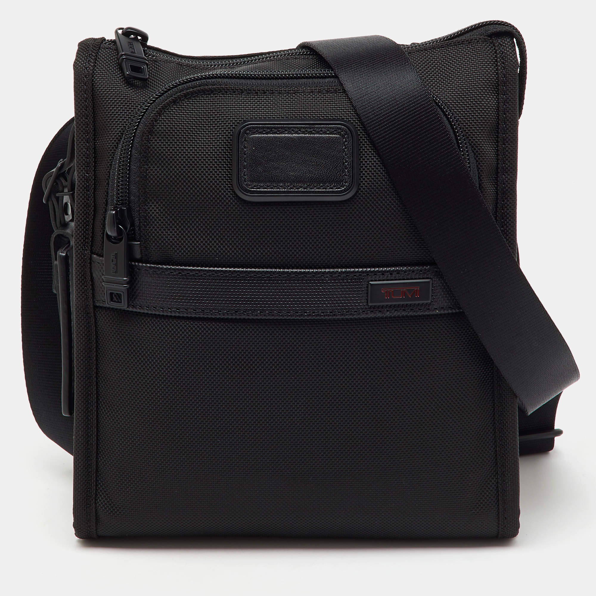 TUMI Black Ballistic Nylon Alpha 2 Small Pocket Messenger Bag