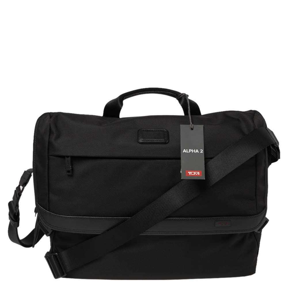 Tumi Black Nylon Alpha Flap Laptop Bag