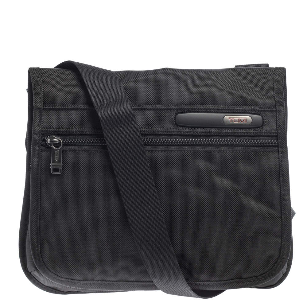 Tumi Black Nylon Small DFO Flap Messenger Bag