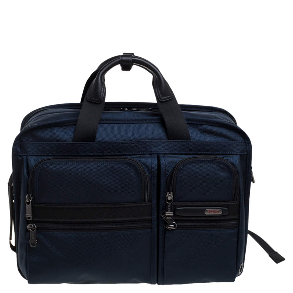 Tumi Blue/Black Nylon Three Way Briefcase Bag