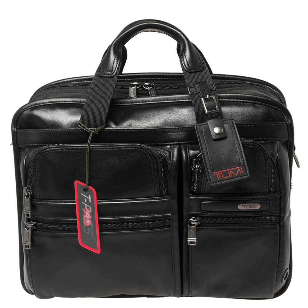 Pre Owned TUMI Black Leather Gen 4.2 T-Pass Expandable Laptop Briefcase