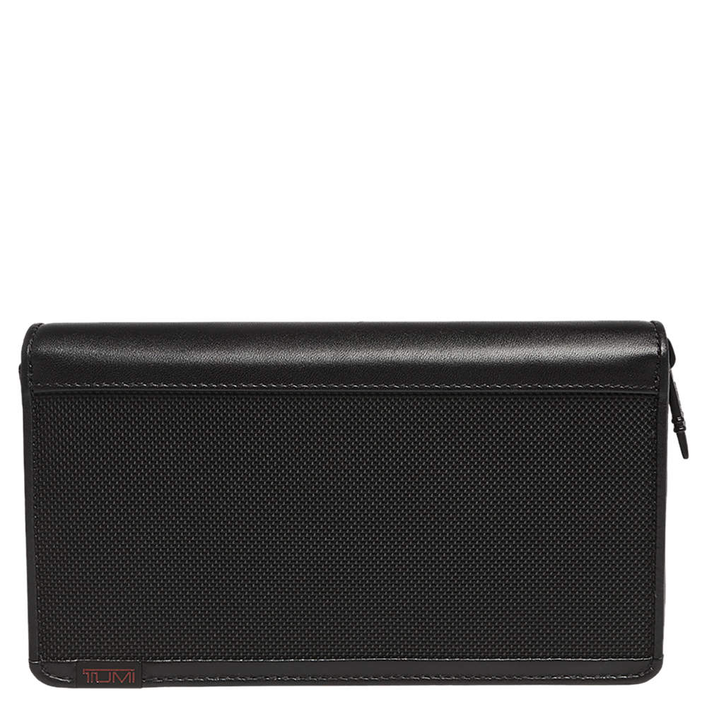 Pre Owned TUMI Black Nylon and Leather Zip Around Travel Wallet