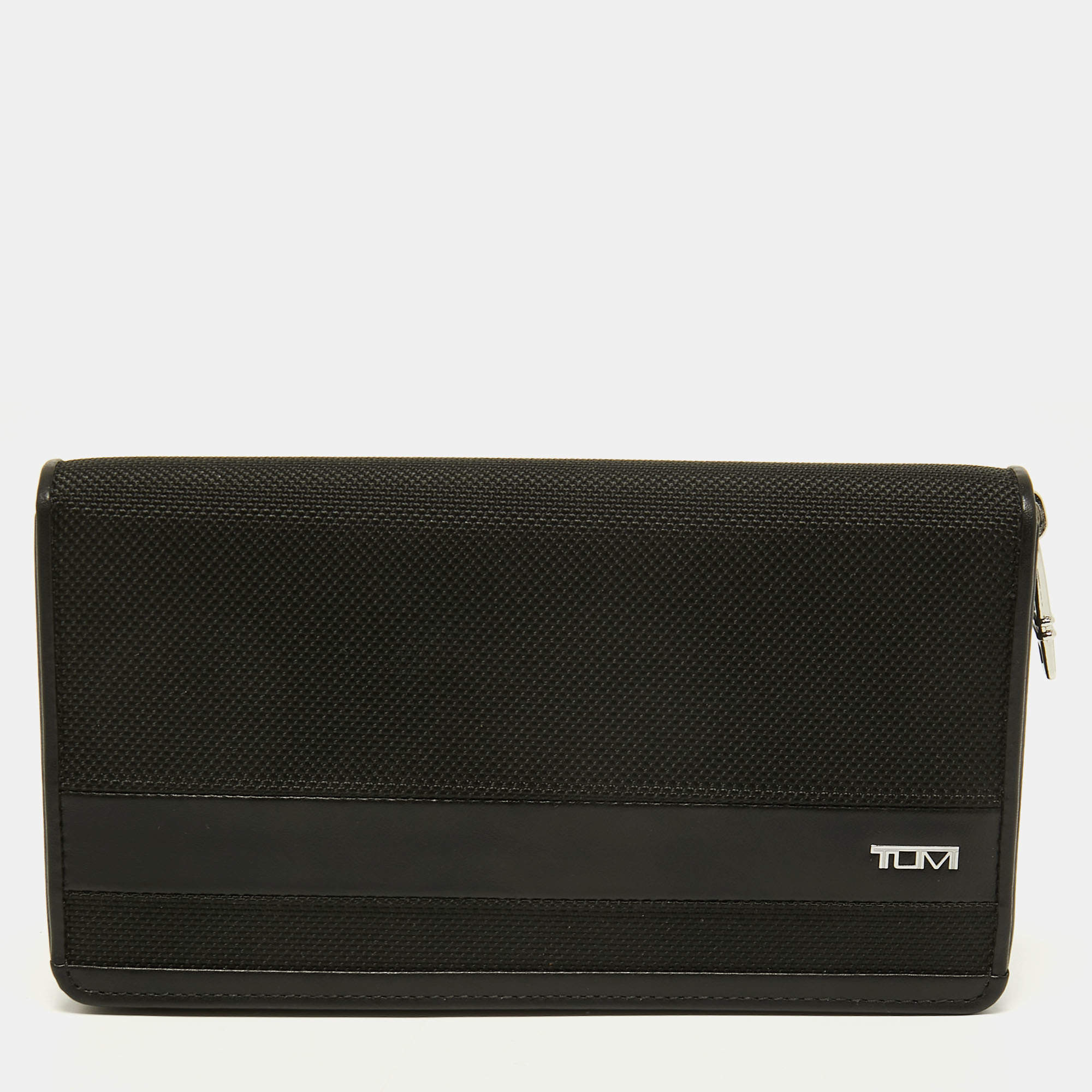 Tumi Black Nylon and Leather Travel Zip Around Wallet