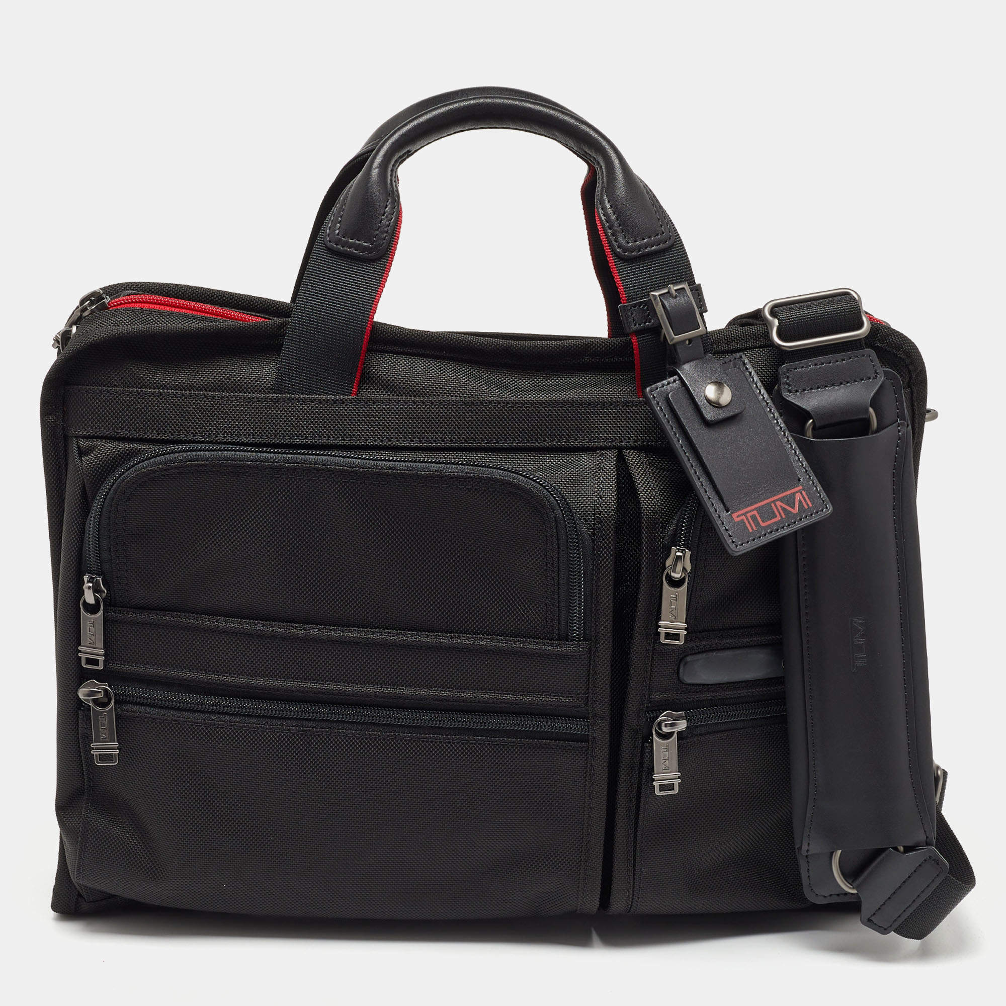 Tumi Black Nylon Alpha T-Pass Expandable Laptop Briefcase