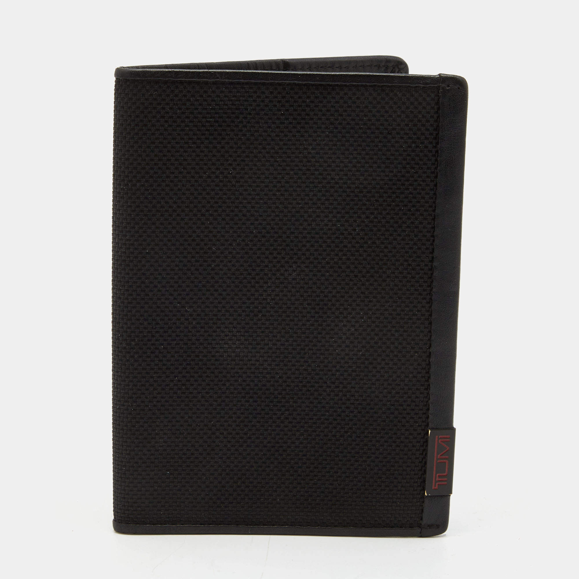 Pre Owned Tumi Black Nylon and Leather Bifold Passport Holder