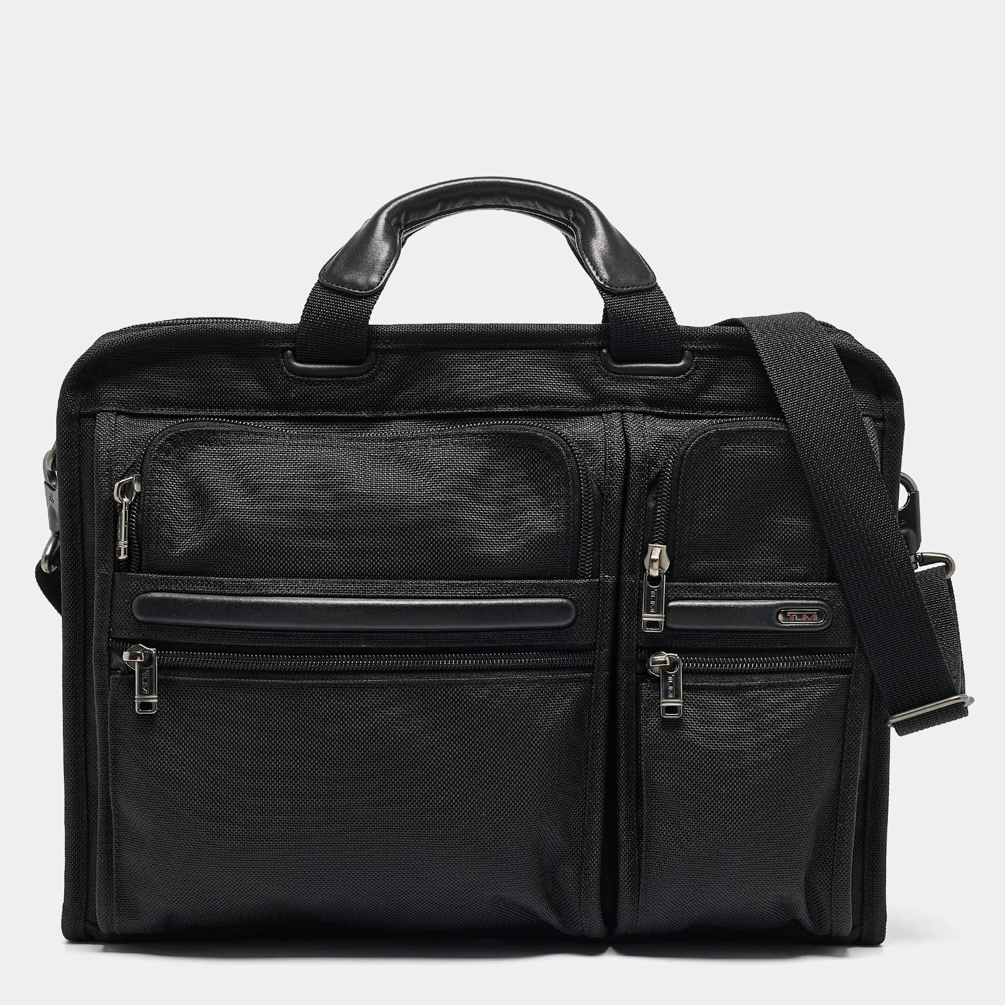 TUMI Black Nylon Organizer Laptop Briefcase