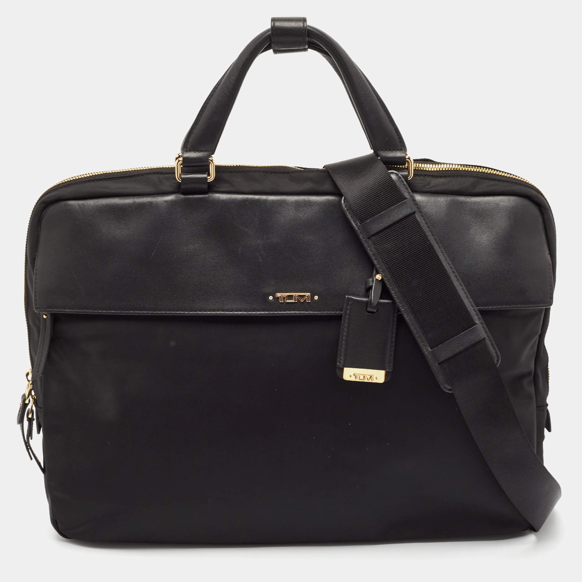 TUMI Black Nylon and Leather Slim Laptop Bag