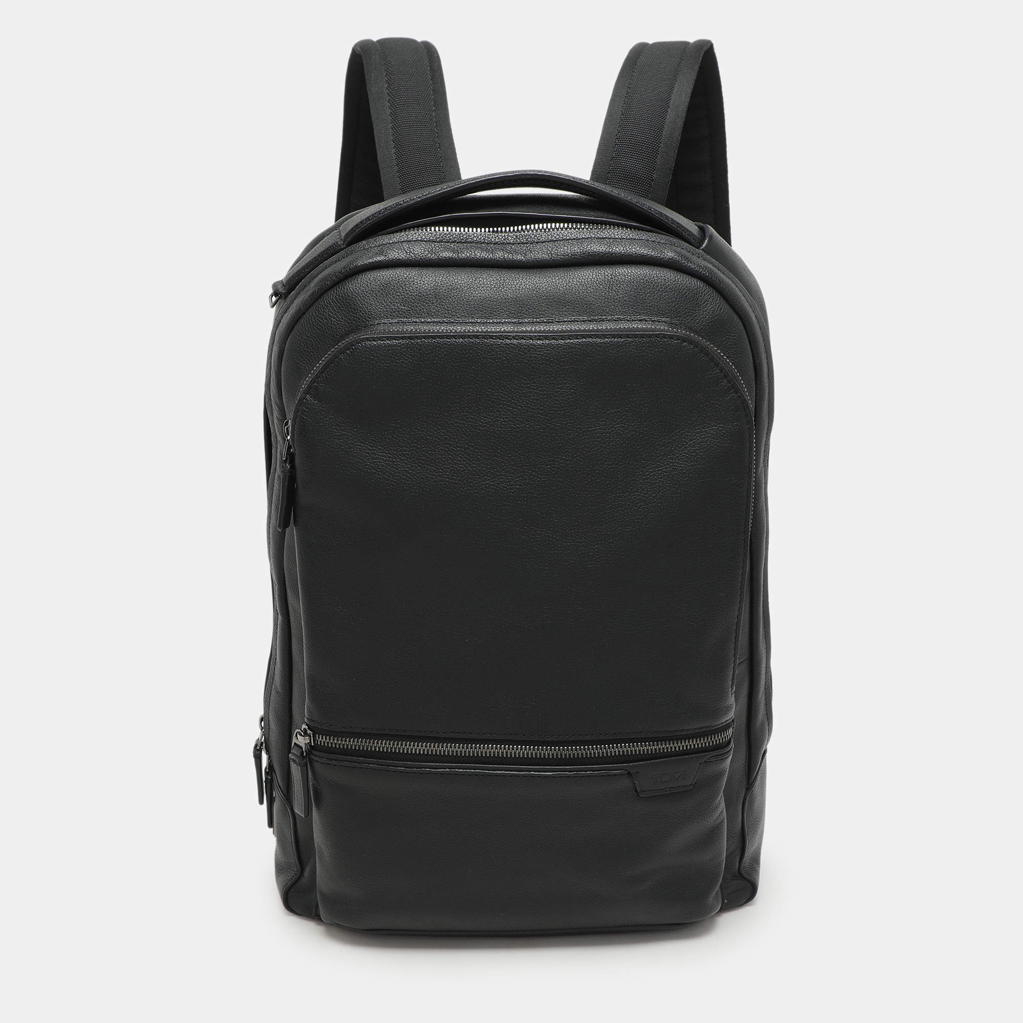 TUMI Black Leather Harrison Bradner Backpack