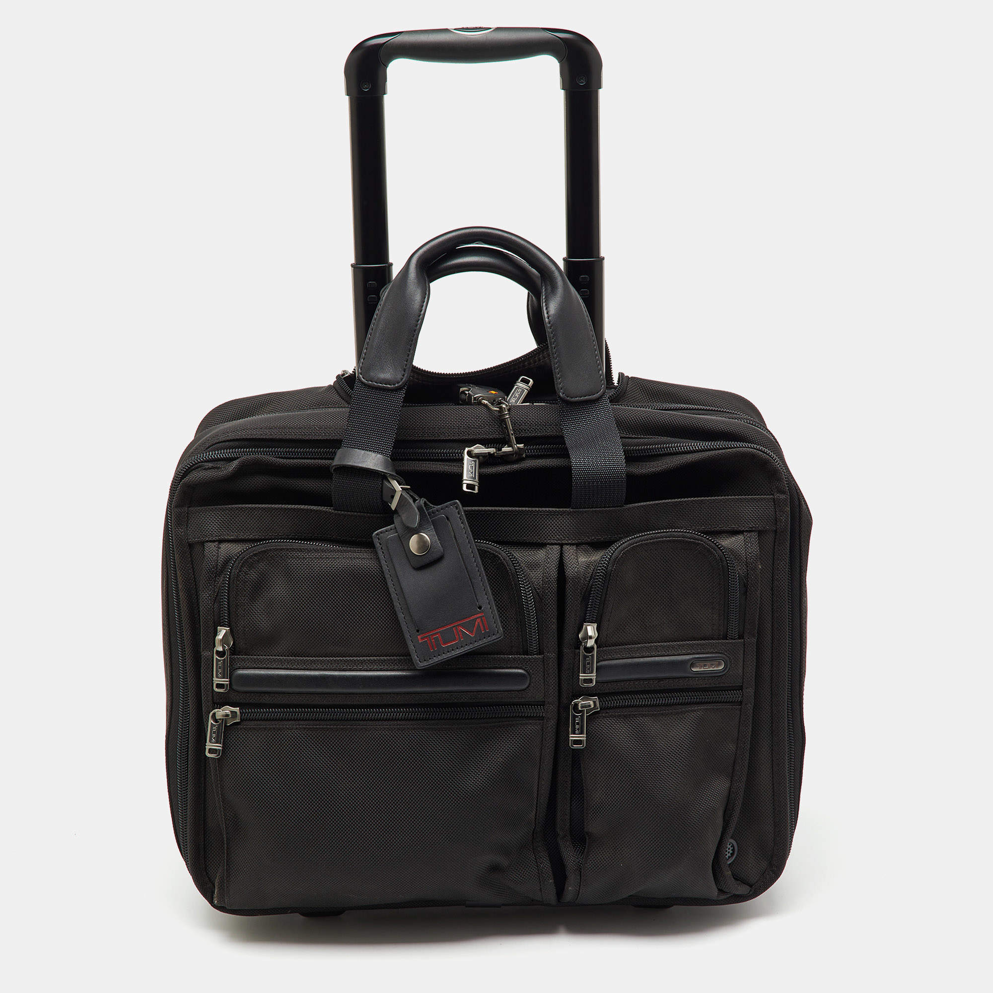 Pre Owned TUMI Black Canvas Alpha Compact Wheeled Brief Trolley