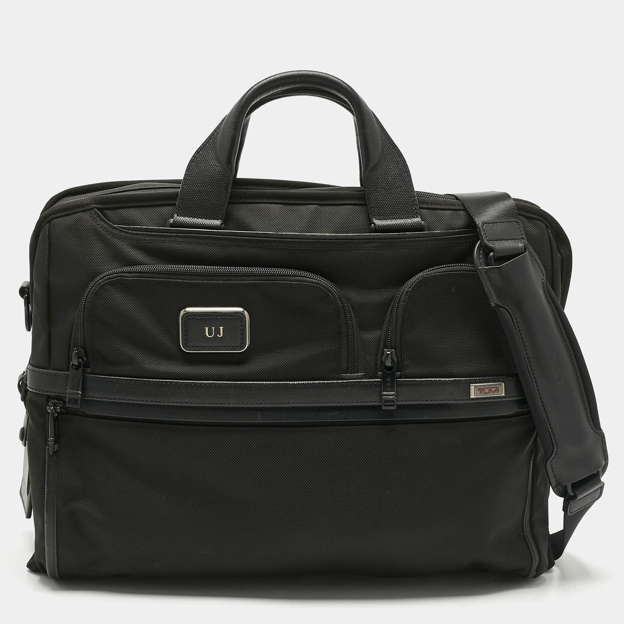 Pre Owned TUMI Black Nylon Large Alpha 3 Compact Laptop Briefcase Bag