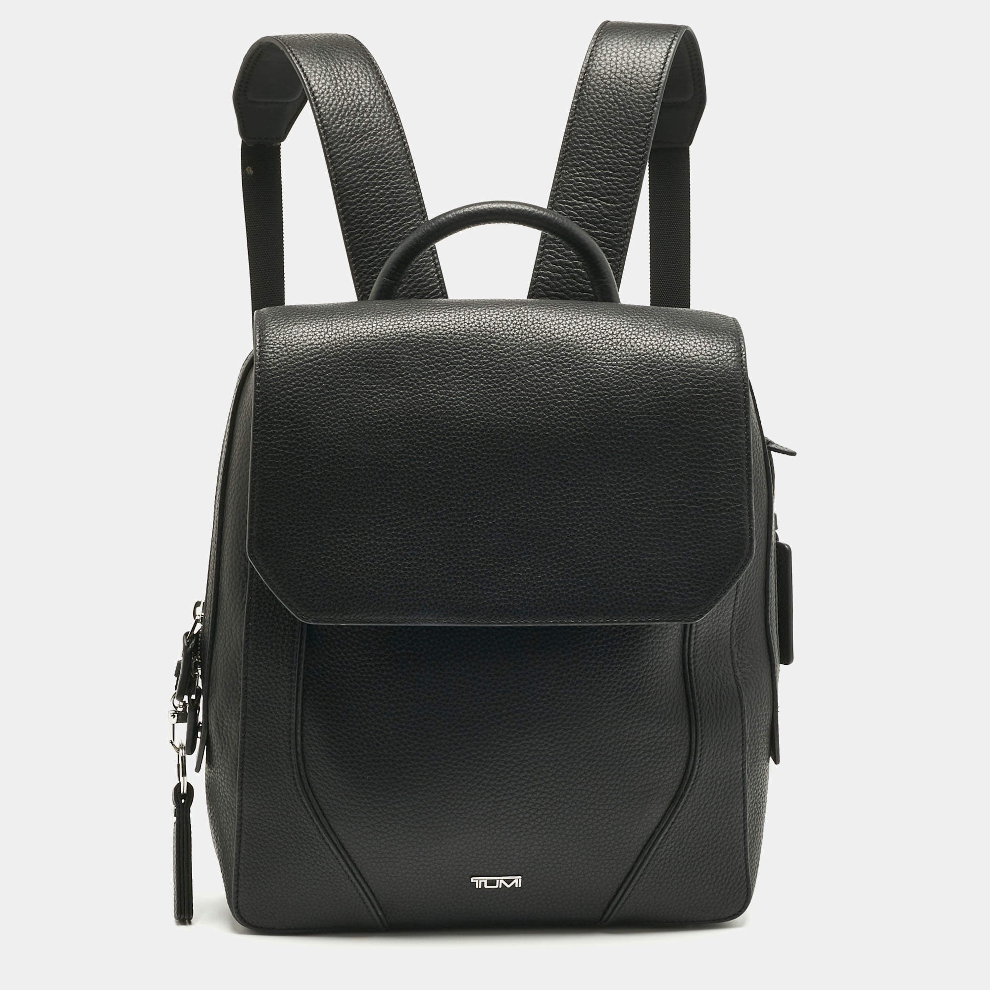 Pre Owned حقيبة ظهر تومي ستانتون توري قلاب جلد أسود