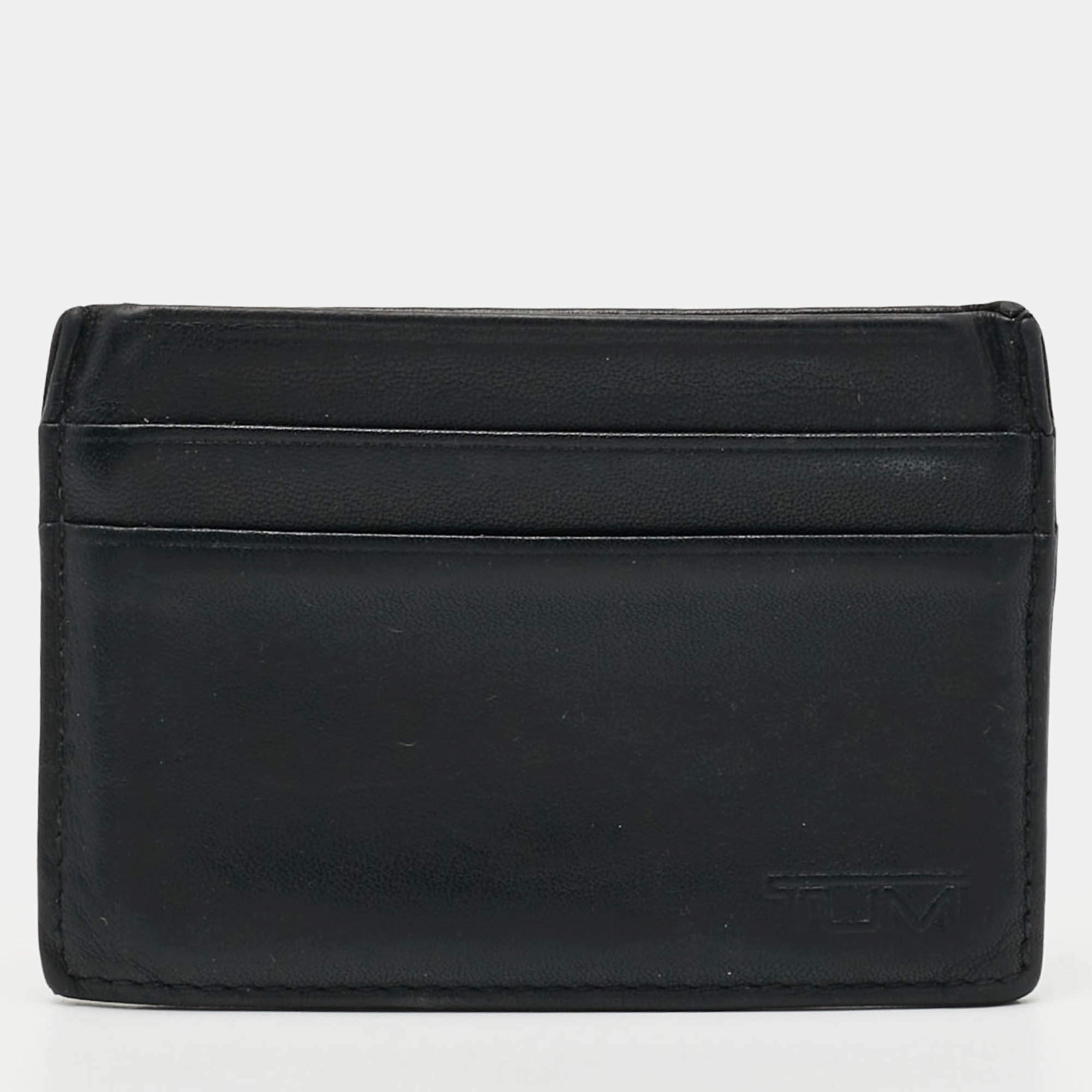 مملوكة مسبقًا Tumi Black Leather Card Holder