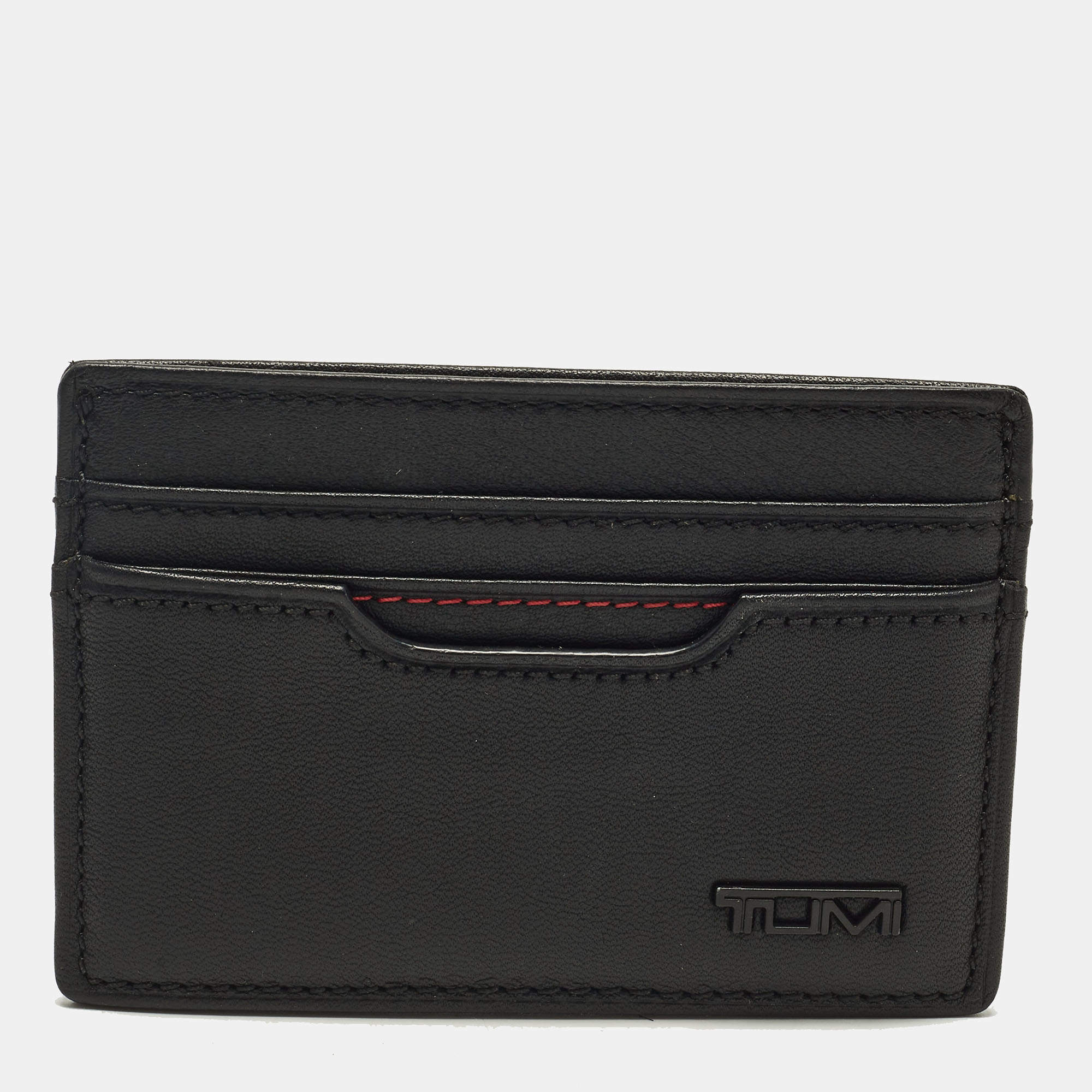 مملوكة مسبقًا TUMI Black Logo Leather Card Holder