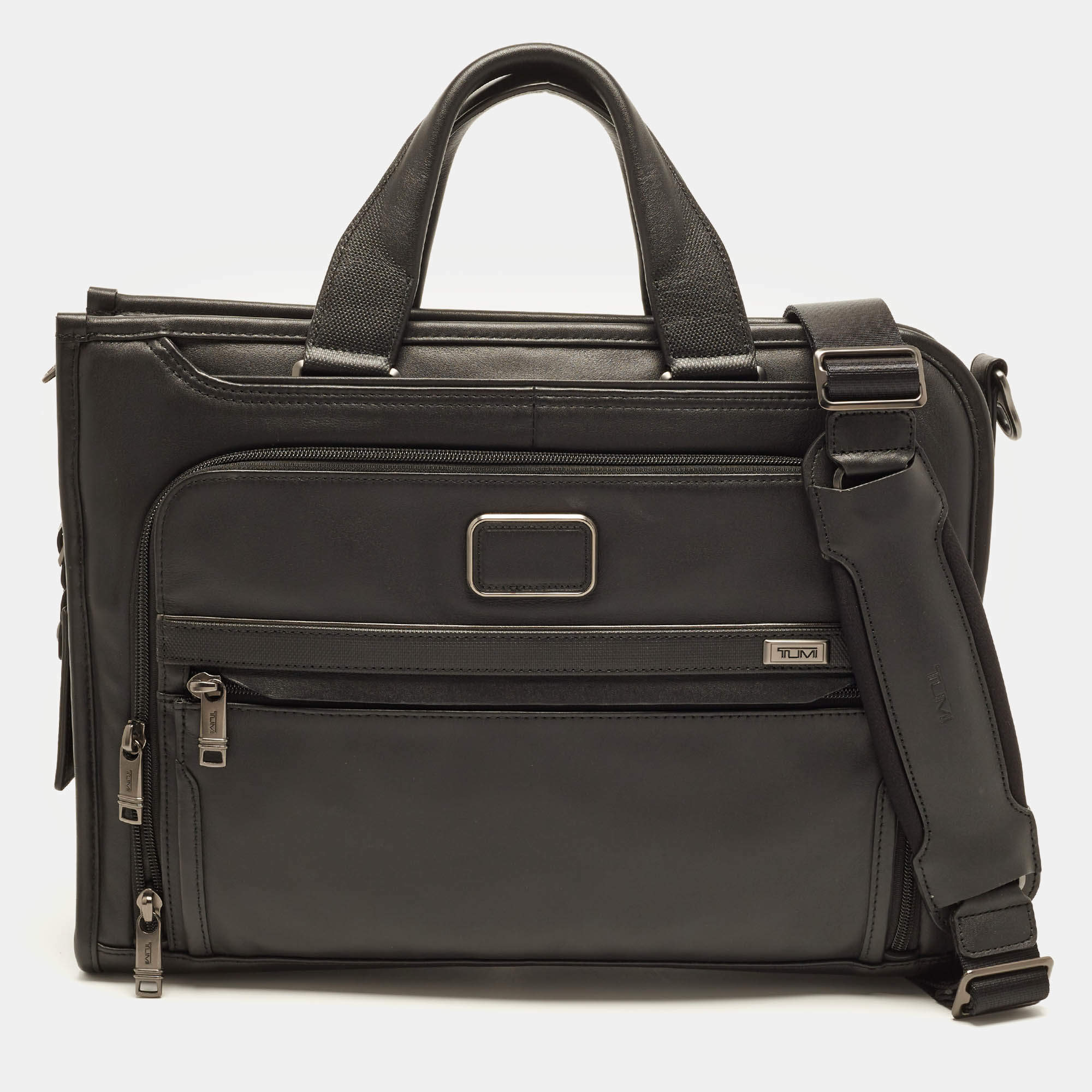 Pre Owned Tumi Alpha 3 Slim Deluxe Black Leather Portfolio Briefcase
