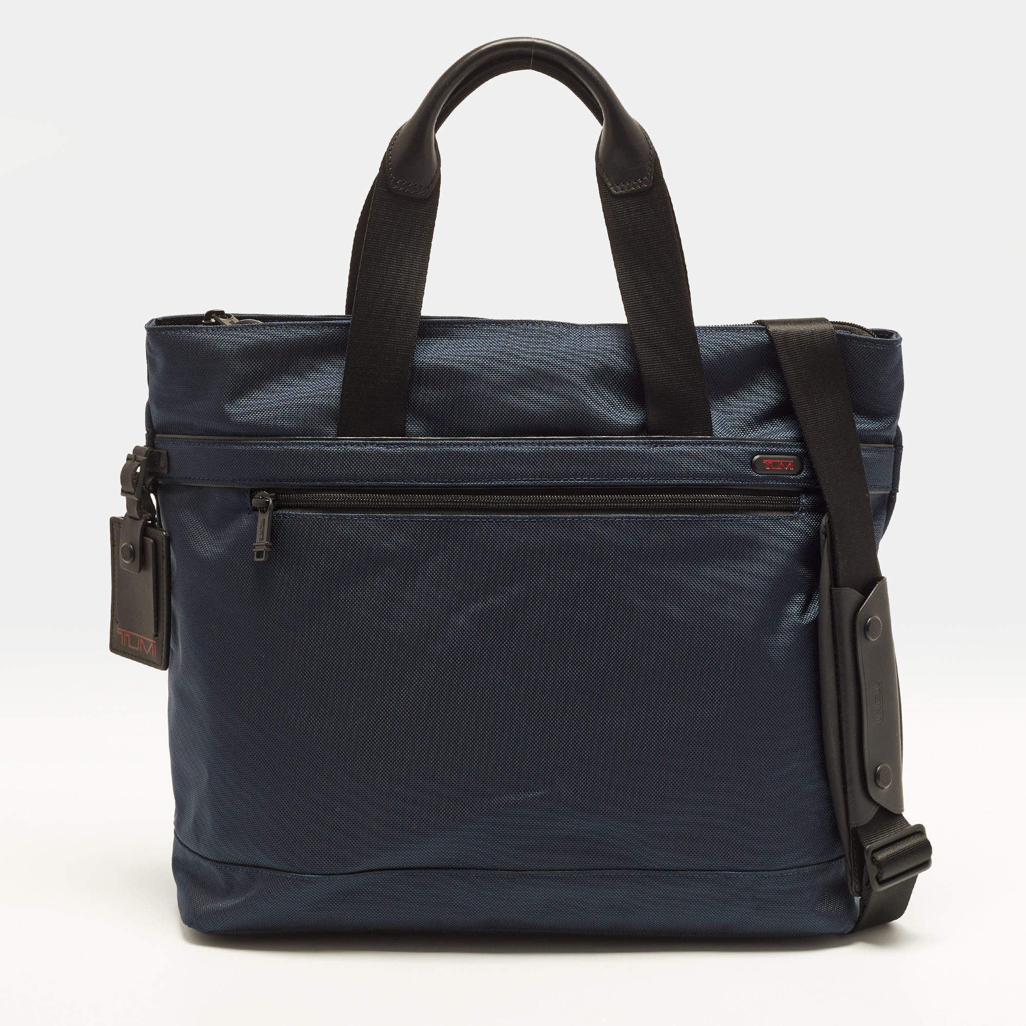 Pre Owned TUMI Companion Blue/Black Nylon and Leather Tote