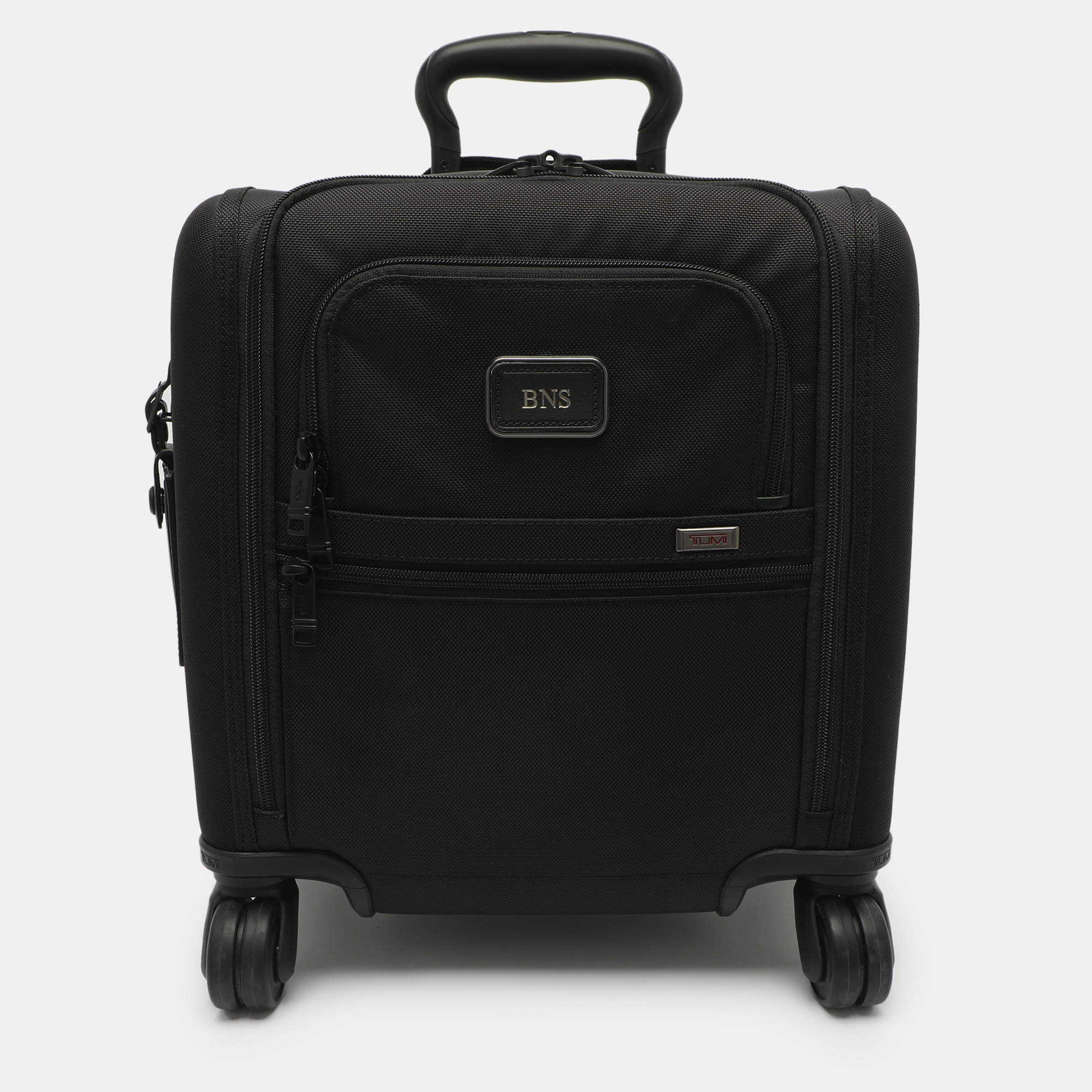 Pre Owned Tumi Alpha 3 Small Compact Black Nylon 4-Wheeled Briefcase