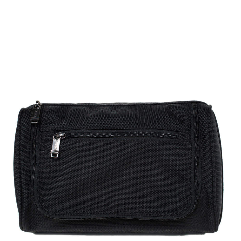Tumi Black Nylon and Leather Vanity Pouch