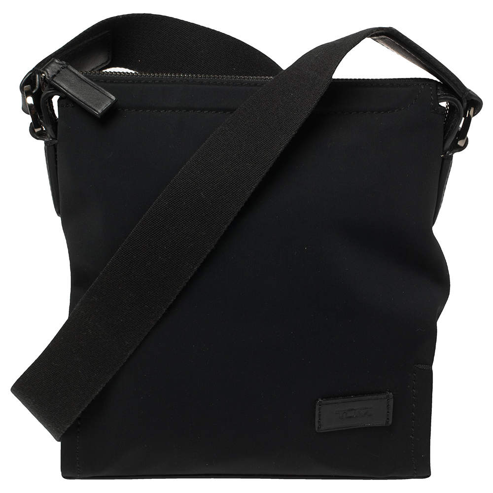 Pre Owned TUMI Black Nylon and Leather Messenger Bag