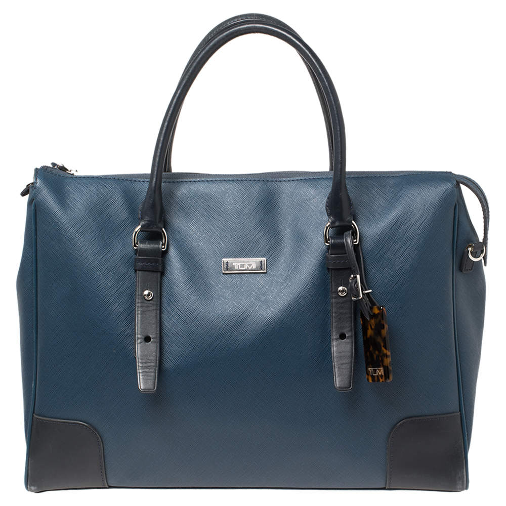 Pre Owned Tumi Blue Leather Tote