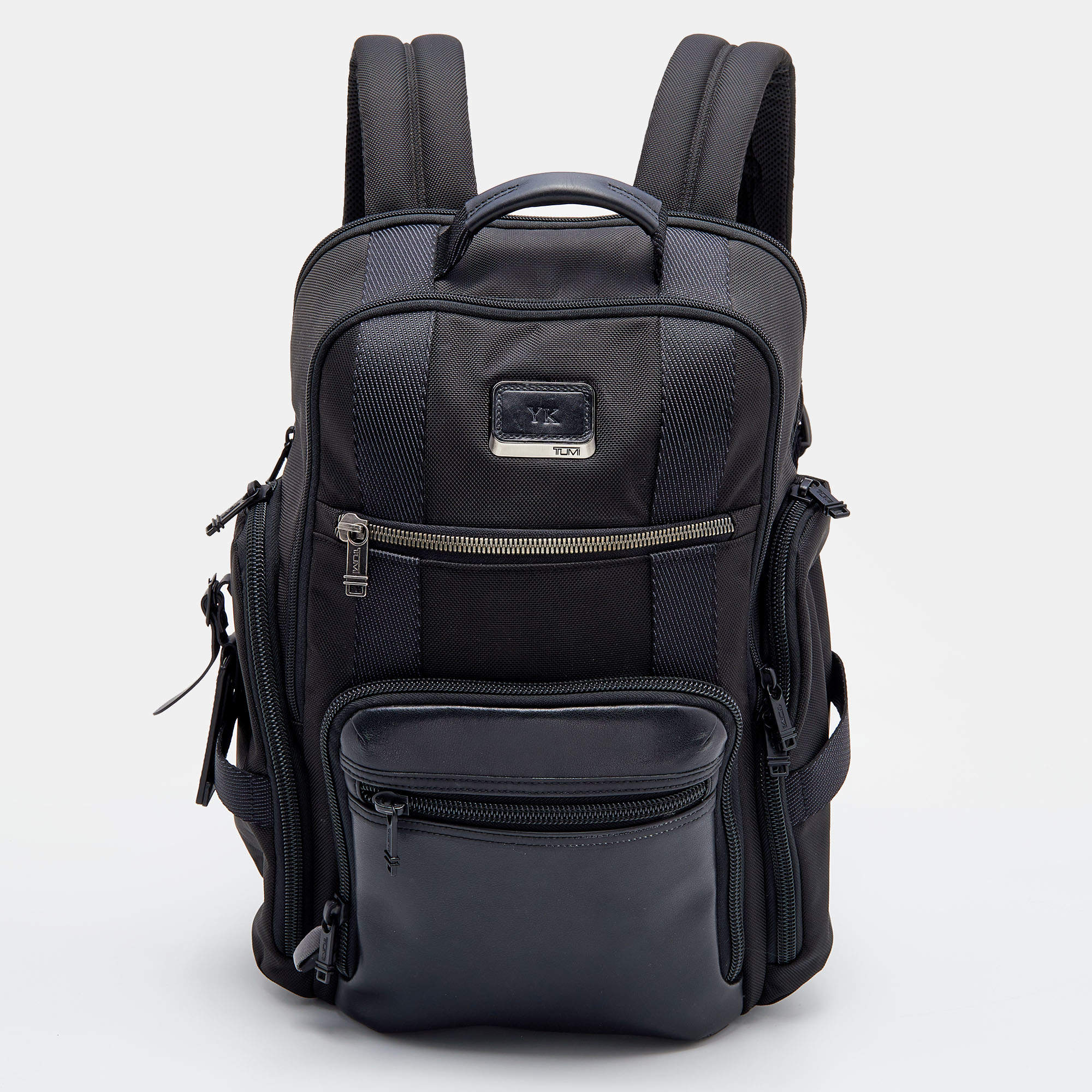 TUMI Black Nylon and Leather Backpack