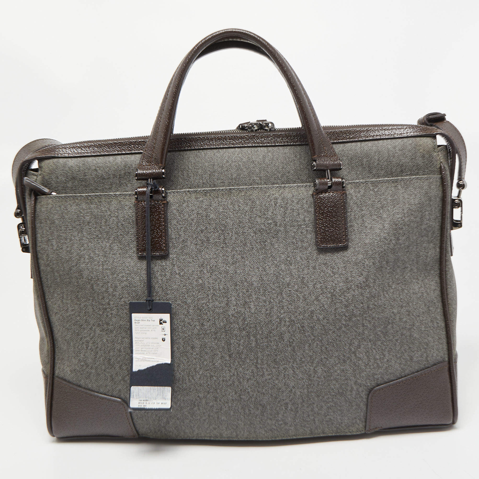 Tumi on sale grey and brown ravinna statchel brief case