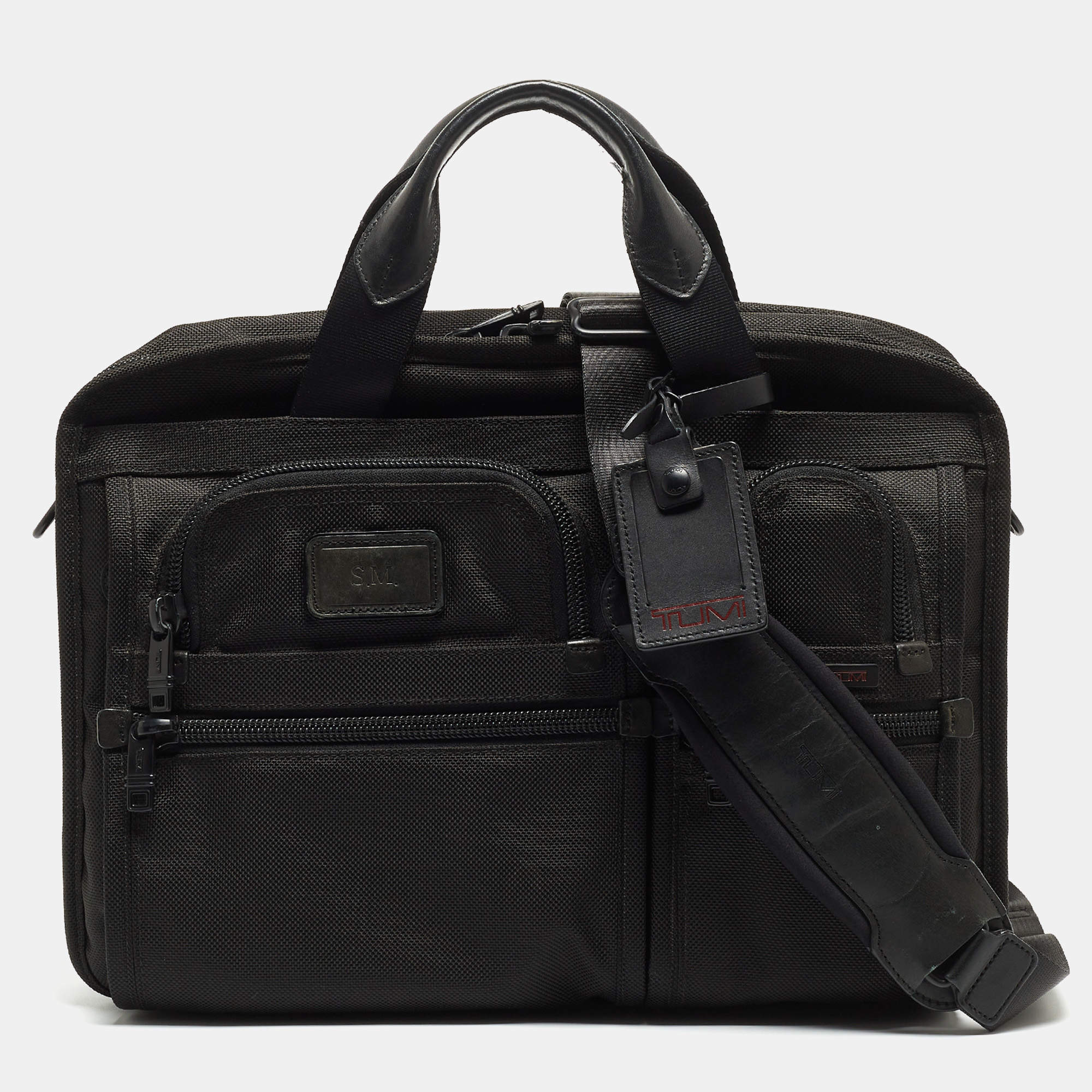 TUMI Black Nylon Medium T-Pass Screen Laptop Slim Briefcase