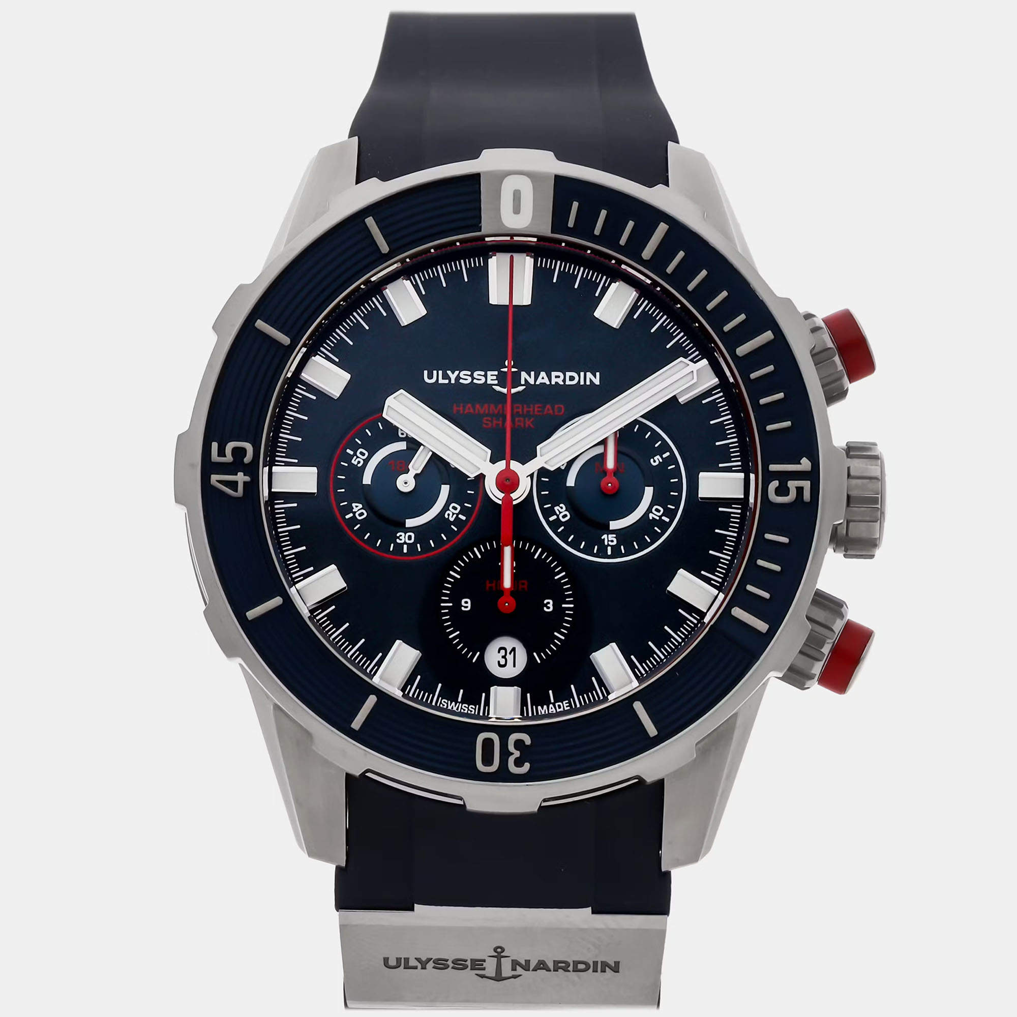 Pre Owned Pre-Owned Ulysse Nardin Diver Chronograph 1503-170/93-HAMMER Blue Automatic Titanium Men's Wristwatch 44 mm