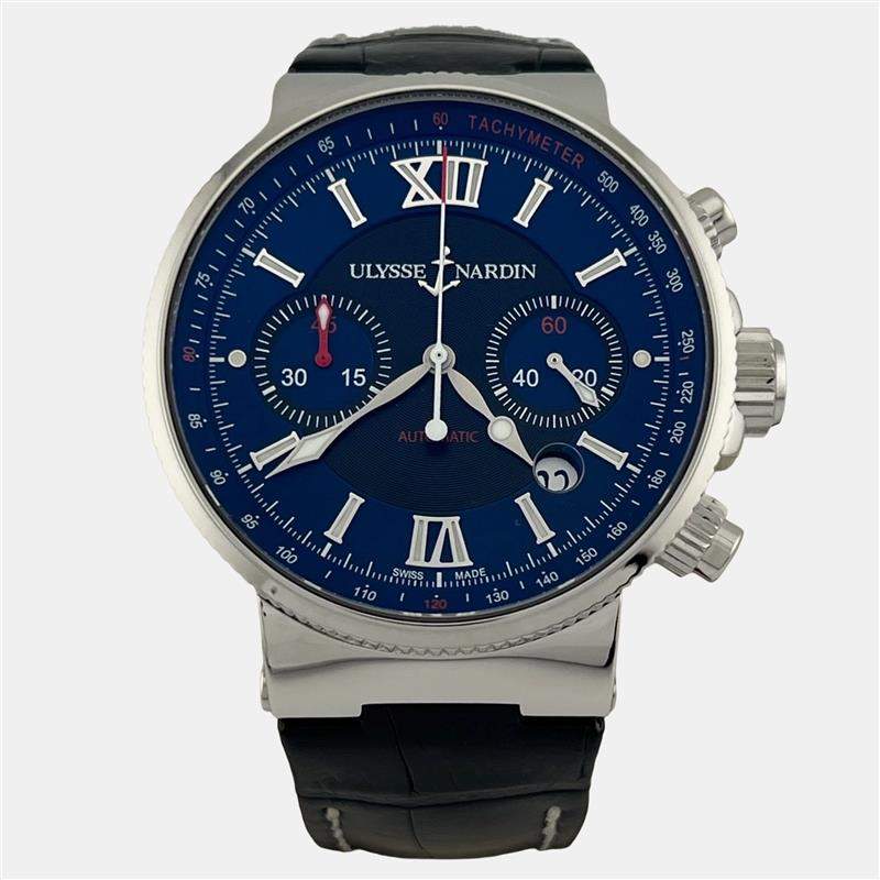 Pre Owned Ulysse Nardin Maxi Marine 353-66-3/323 Automatic Blue Dial Stainless Steel Men's Wristwatch 41 mm