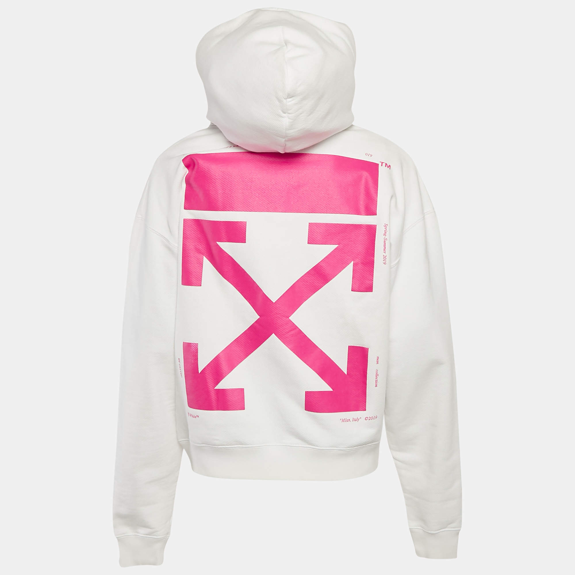 Off-White White Cotton Knit Logo Print Hoodie S Off-White | TLC