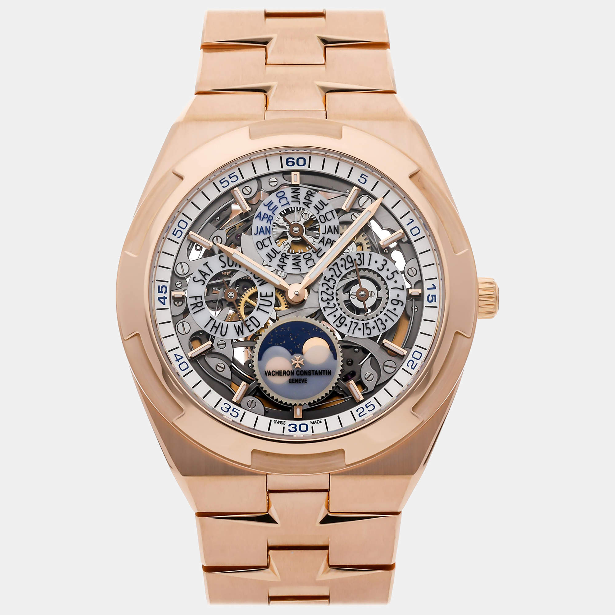 Vacheron Constantin Skeleton 18k Rose Gold Overseas 4300V/120R-B547 Automatic Men's Wristwatch 41 mm