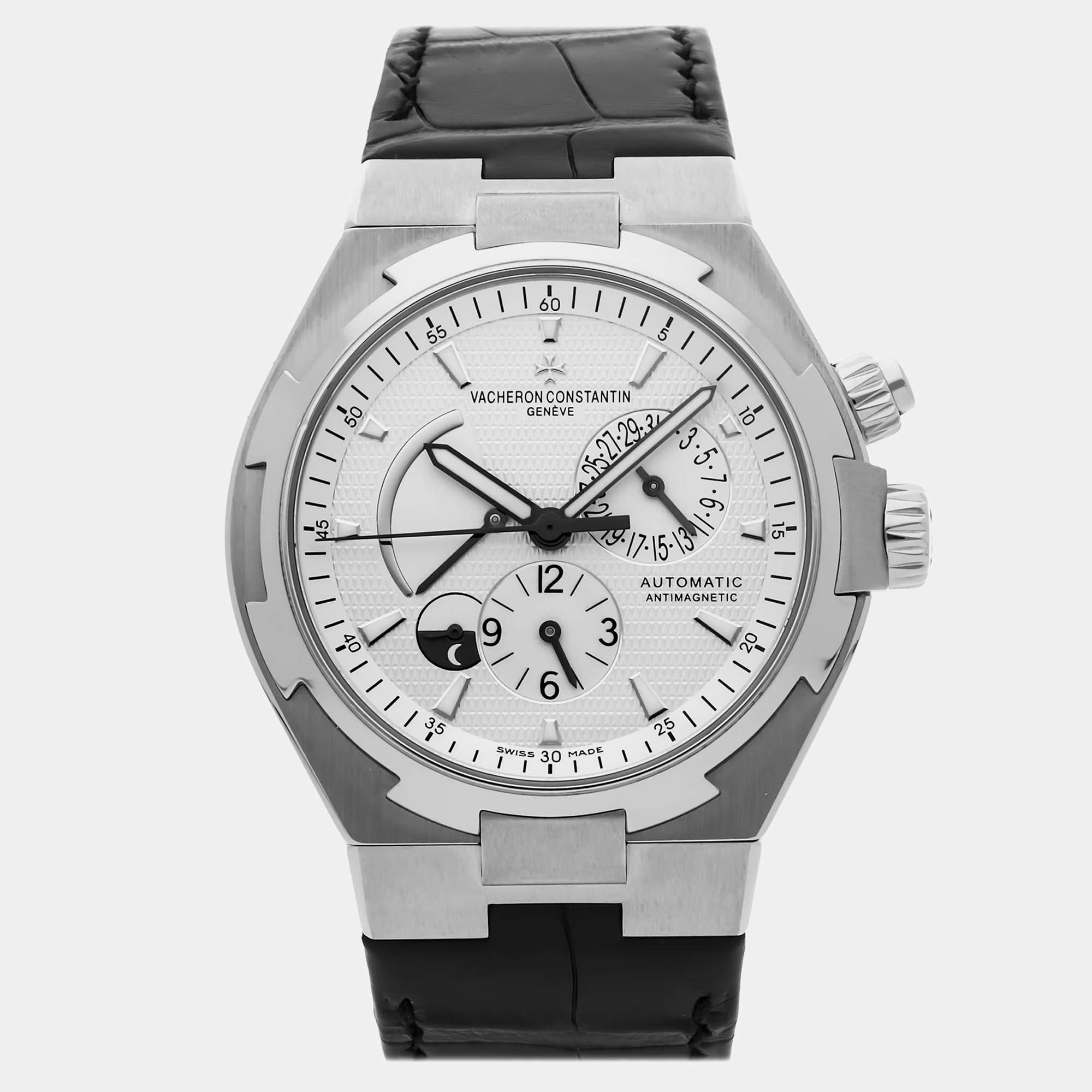 Pre Owned Vacheron Constantin Overseas Dual Time 47450/B01A-9226 Automatic White Stainless Steel Men’s Wristwatch 42mm