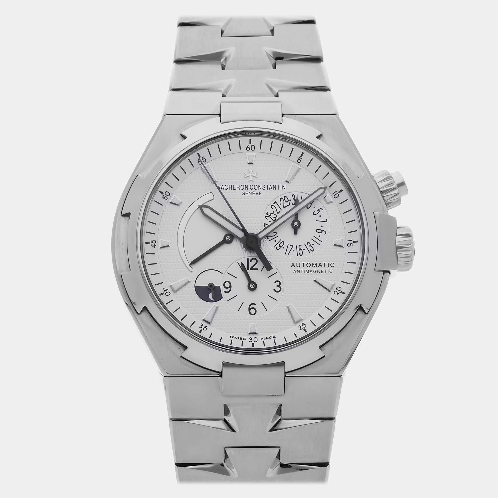 Pre Owned Pre-Owned Vacheron Constantin Overseas Dual Time 47450/B01A-9226 Silver Automatic Stainless Steel Men's Wristwatch 42 mm
