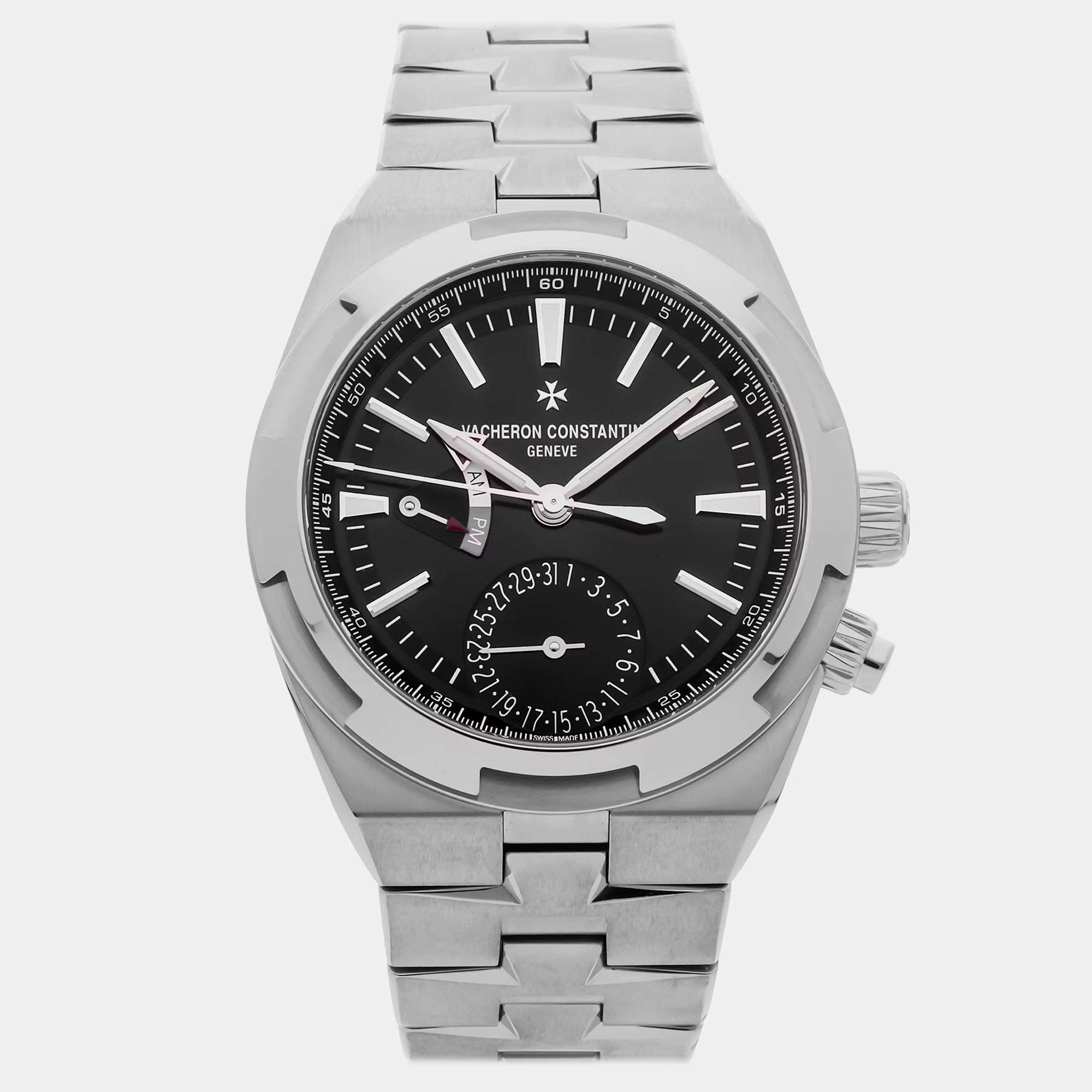 Pre Owned Pre-Owned Vacheron Constantin Overseas Dual Time 7900V/110A-B546 Black Automatic Stainless Steel Men's Wristwatch 41 mm